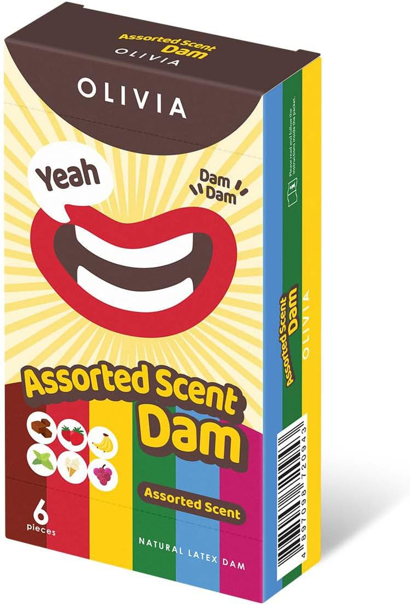 OLIVIA ASSORTED SCENT 6'S PACK NATURAL LATEX DAMS