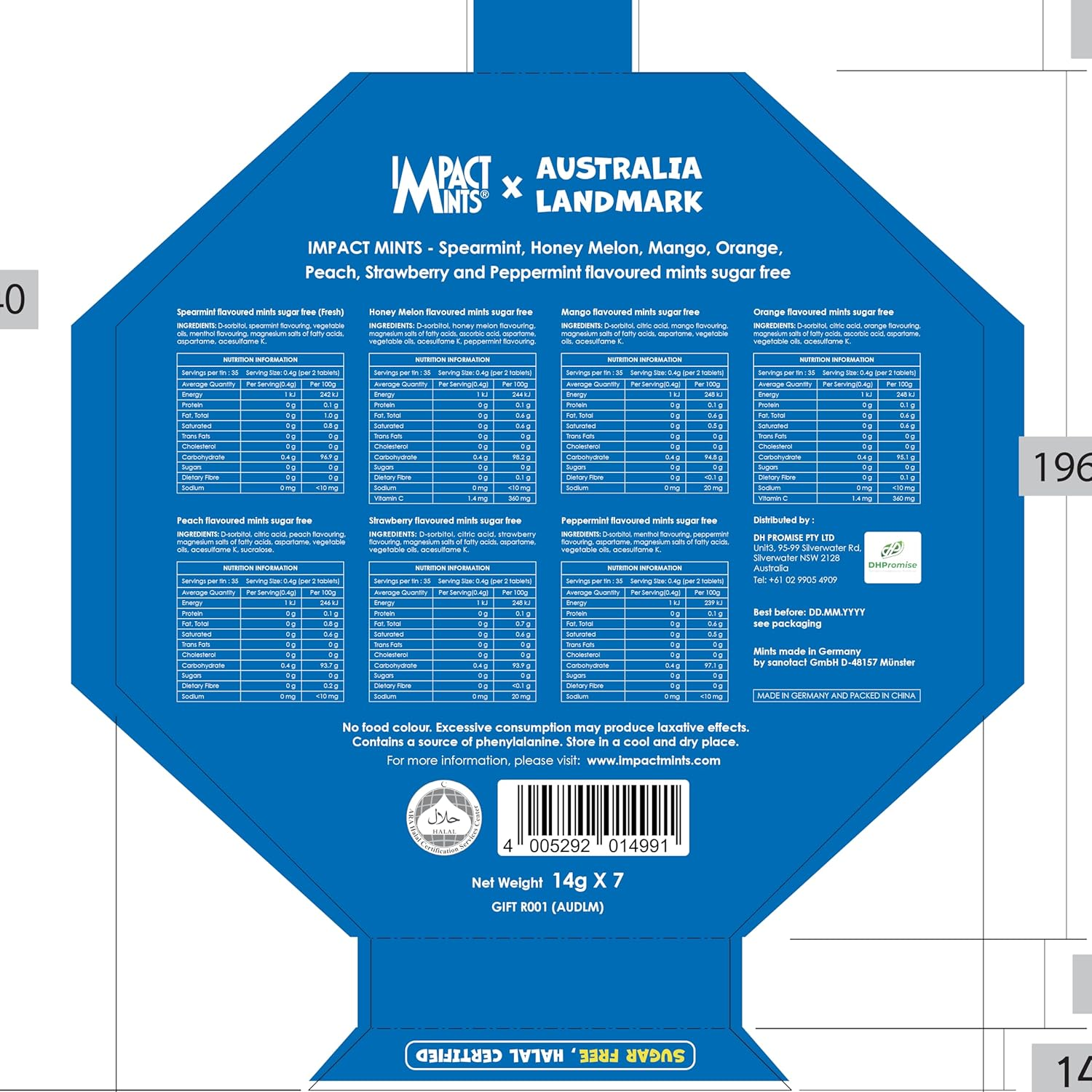 Impact Mints Australia Landmark Sugar-Free Halal Certified Candy Gift Set, 7 Collectible Tins with Mixed Flavors, Souvenir Collection image number 2