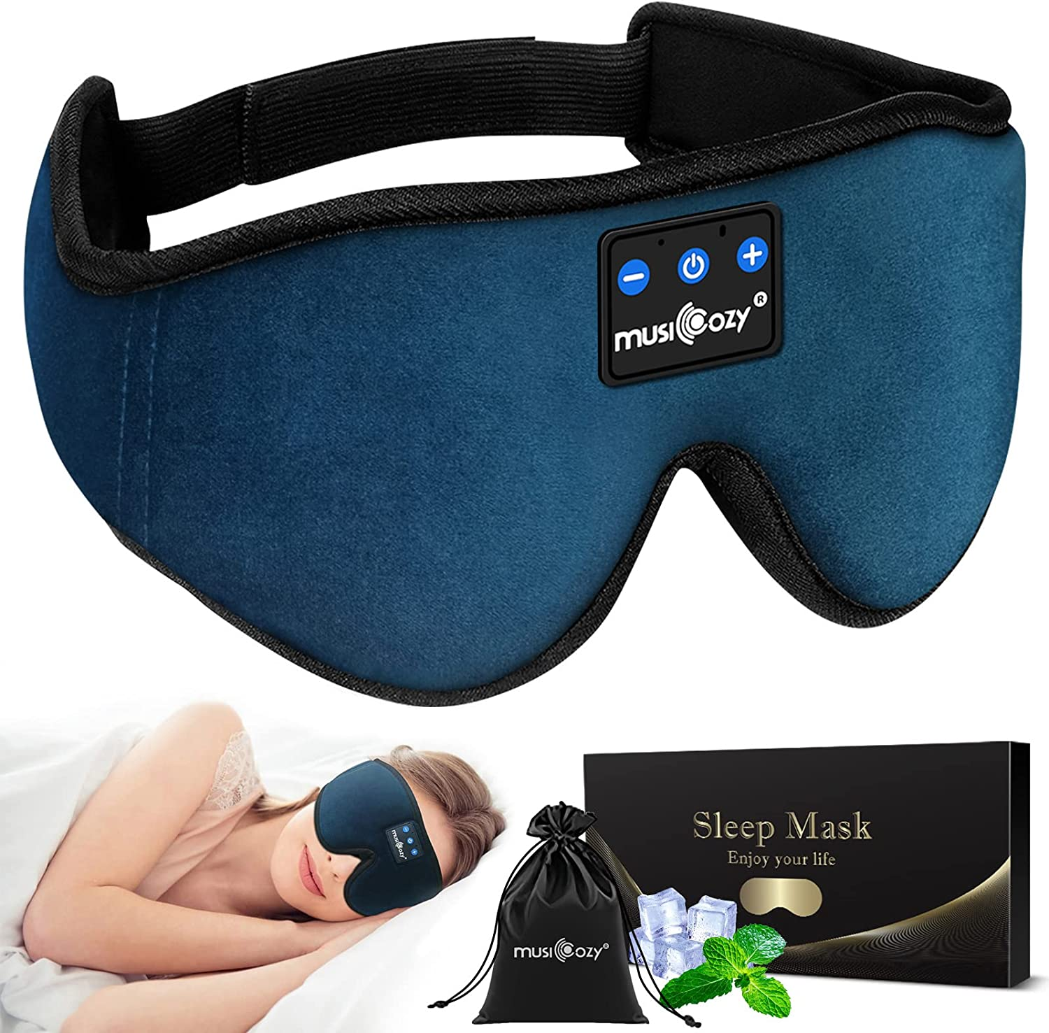 MUSICOZY Sleep Headphones Bluetooth Wireless Sleeping Eye Mask, Office Travel Unisex Gifts Men Women Who Have Everything Top Christmas Cool Tech Gadgets Unique Mom Dad Her Him Adults Teen Boys Girls