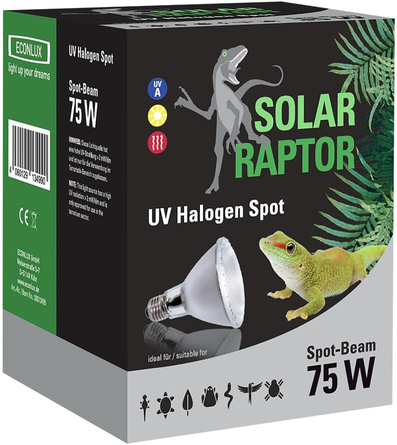 UV Halogen Spot 75 Watt, Reptile Heat Lamp, Terrarium Lamp with Daylight Spectrum image number 3