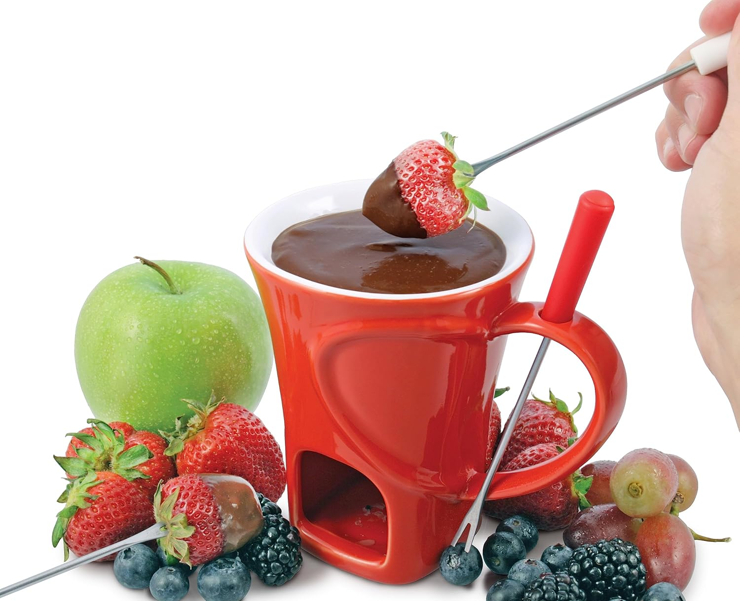 Swissmar F12066 4-Piece Sweetheart Chocolate Fondue Set, Red image number 3