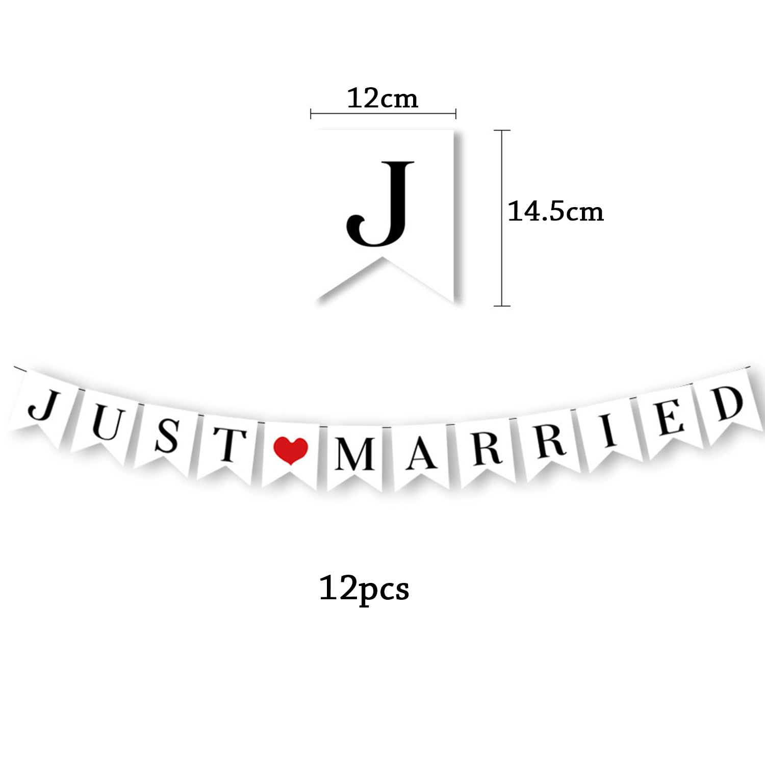 JUST MARRIED Banner Wedding Decorations for Reception Wedding Bunting Photo Booth Props Signs Bridal Shower Decorations image number 4