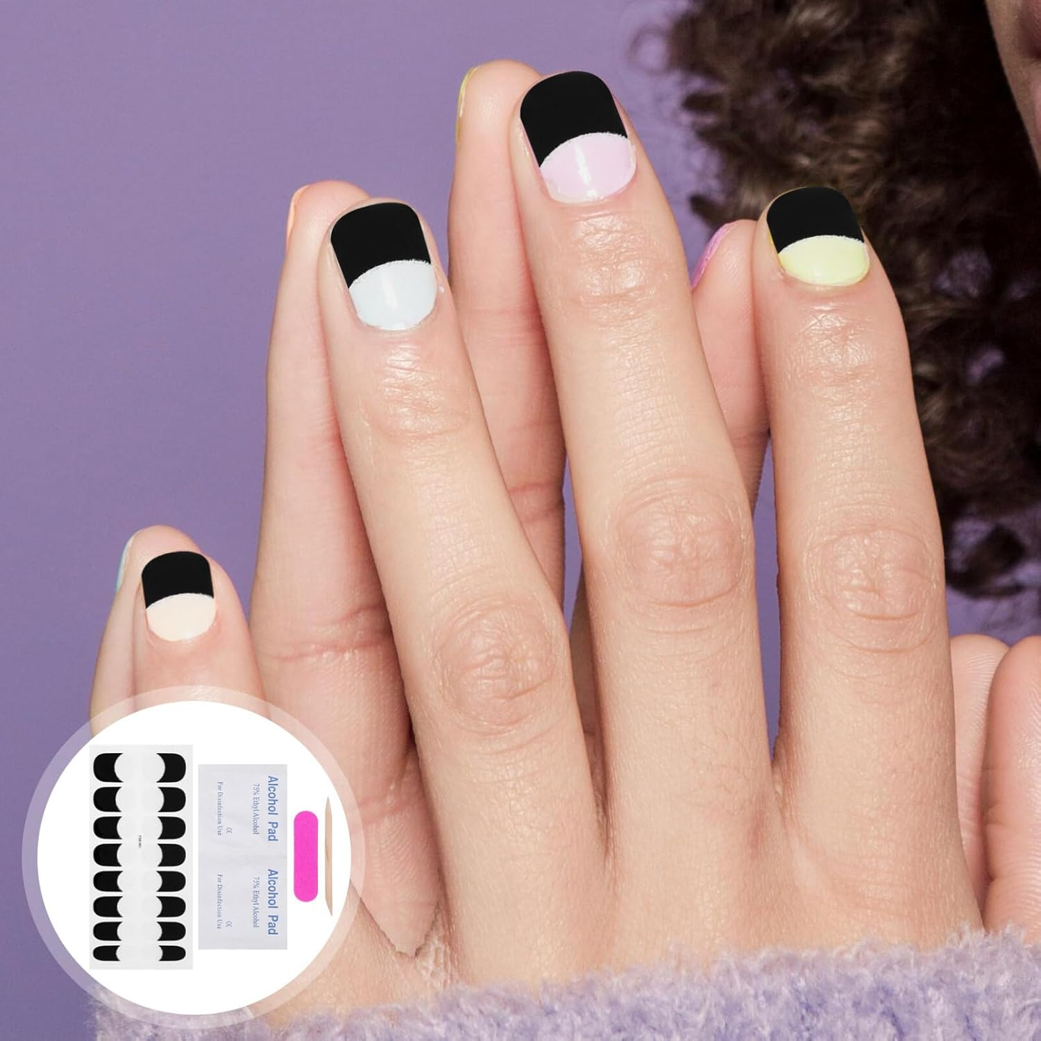 Ipetboom DIY Fingernail Stickers Set Press on Nails Almond Line Art Stickers for Nails Decals image number 2