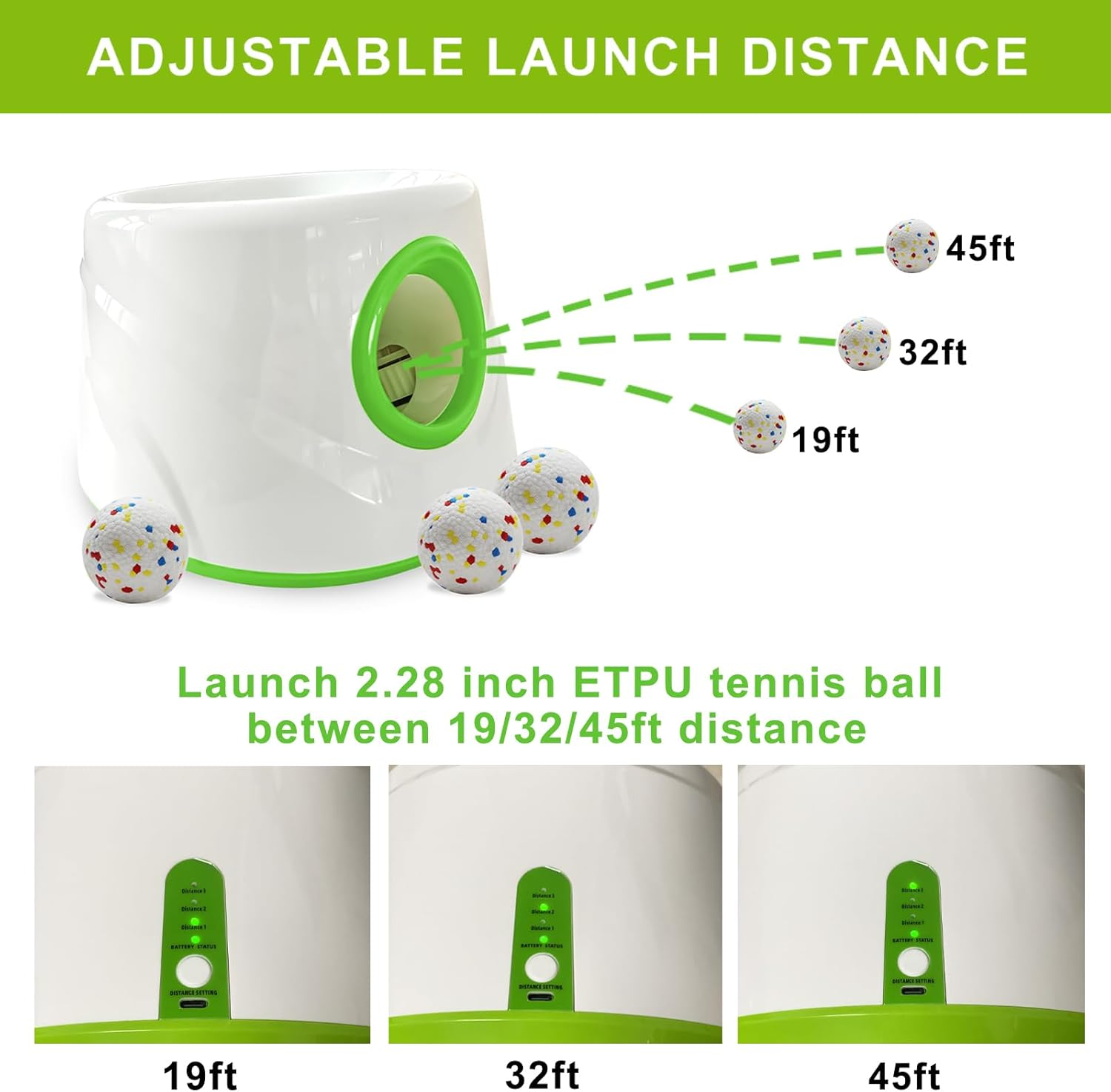 Automatic Dog Ball Launcher with 6 Tennis Balls, Dog Ball Thrower for Small & Medium Dogs, 3 Adjustable Distance 19-45FT, Interactive Dog Toy Ball Throwing Machine for Indoor/Outdoor image number 1