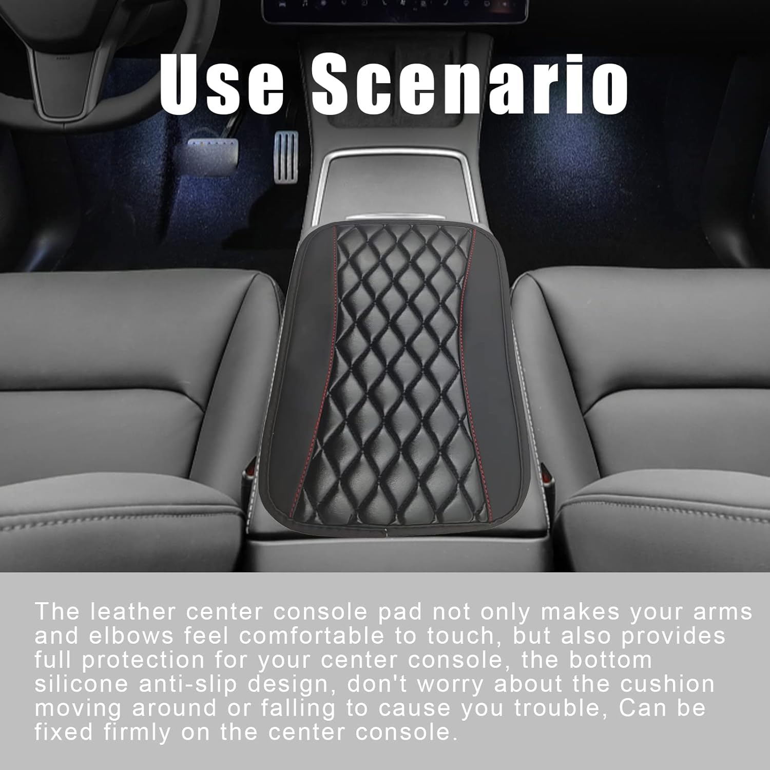 Car Center Console Cover, Universal Leather Waterproof Armrest Seat Box Cover Protector, Comfortable Car Decor Accessories Fit for Most Cars, Vehicles, Suvs-Black