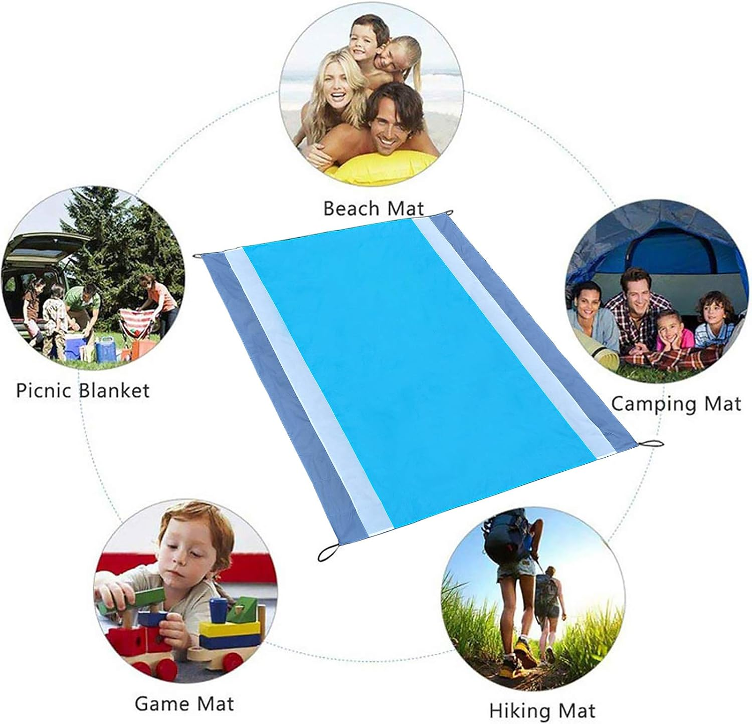 Sand Free Beach Blanket, Extra Large Waterproof Beach Mat-Lightweight Quick Drying Heat Resistant Outdoor Picnic Mat for Travel, Camping, Hiking and Music Festivals image number 6