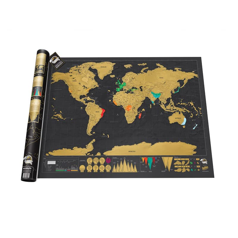 Deluxe Scratch off World Map Interactive Large Poster Atlas Travel Decor Gift&ndash; Detailed Atlas Design for Travelers Complete with Flags & Detailed Geography image number 5