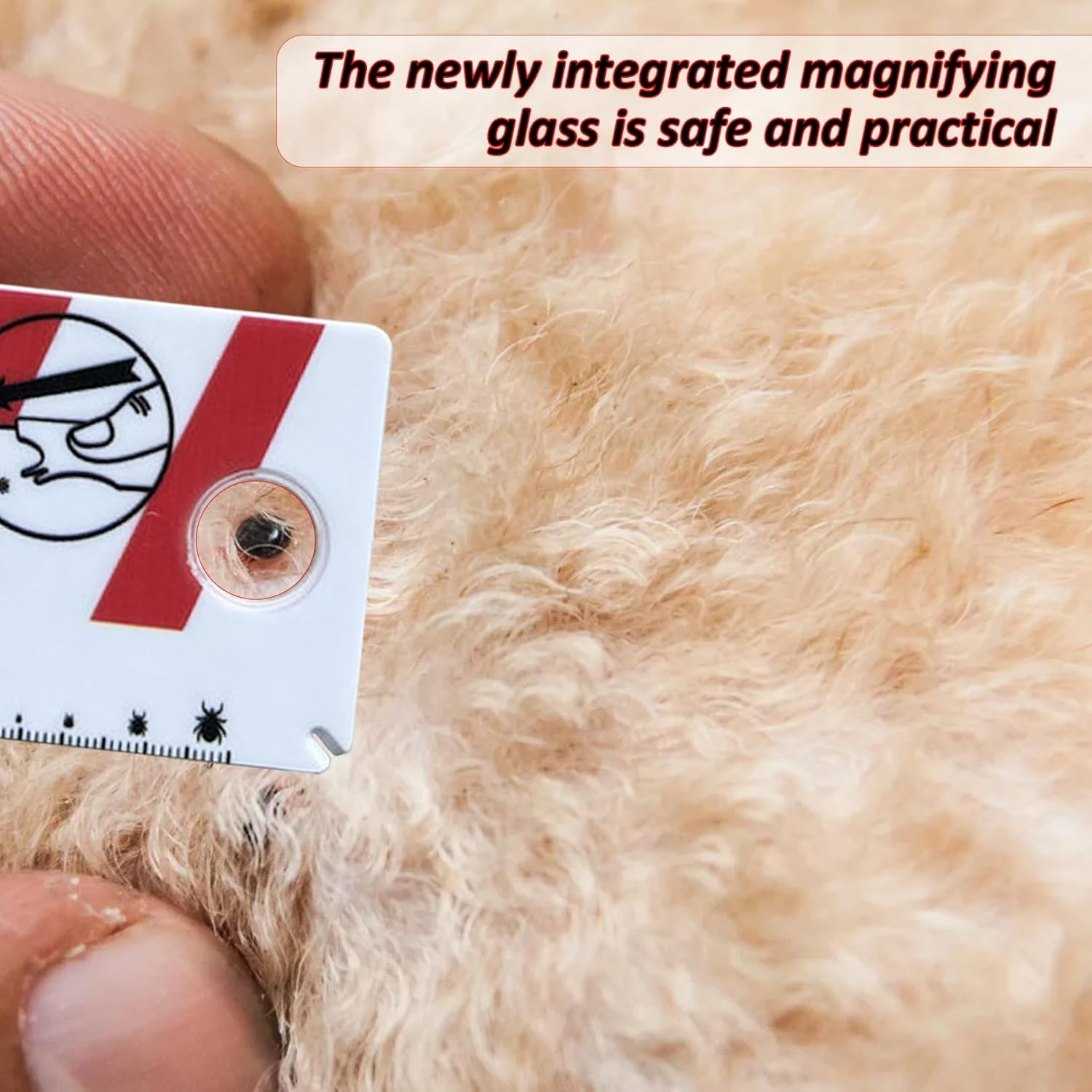 JCUQGDOO Tick Card for Human, Dog, Cat, Pack of 2 Tick Cards Children with Magnifying Glass, Quick Cleaning of Ticks, Tick Card for People, Children, Dogs, Cats image number 4