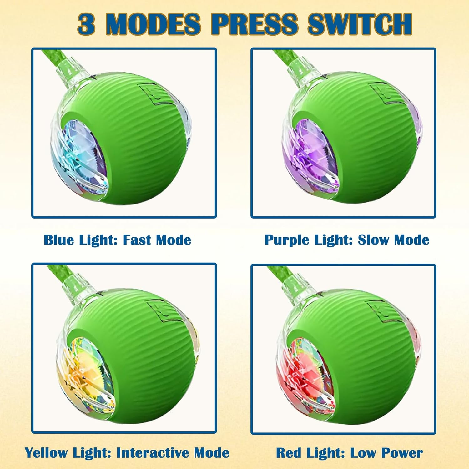 Interactive Pet Ball Toy,Automatic Rolling for Indoor Cat Ball,Rechargeable Silicone Premium Self Rotating Ball for Cats Dogs,Green - Red image number 4