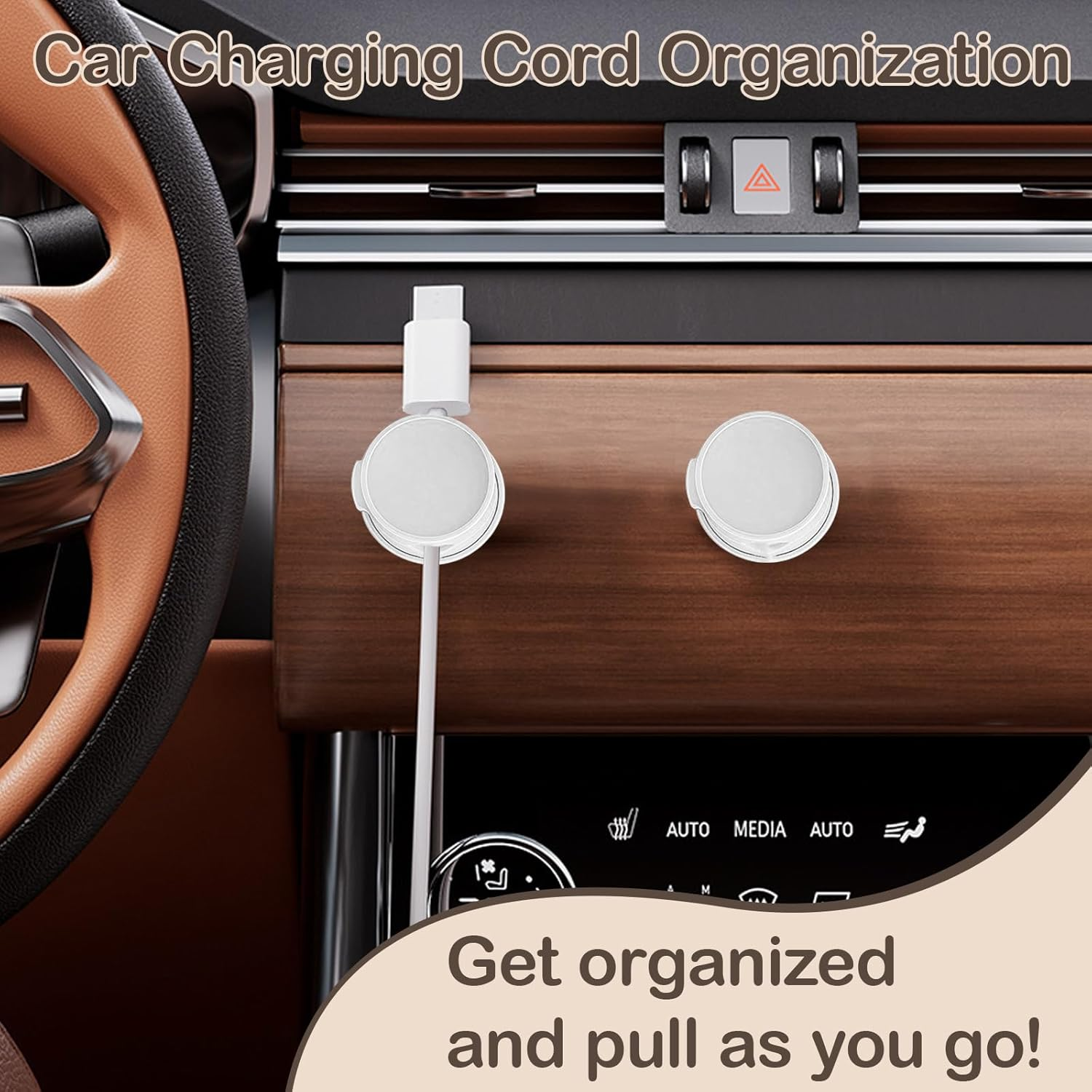 YUENTOEN 6 Pack Cord Organizer, Desk Cable Management Clips 360&deg; Rotating, Adhesive Wire Organizer Keeper for Car Home Office (White+Black) image number 4