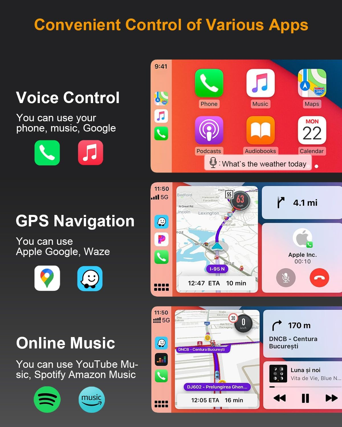 BANKKY Wireless Carplay & Android Auto Adapter&ndash;2-In-1 Plug & Play Dongle for Iphone/Android, Convert Wired to Wireless, USB-C/A Support, Car Accessories image number 1