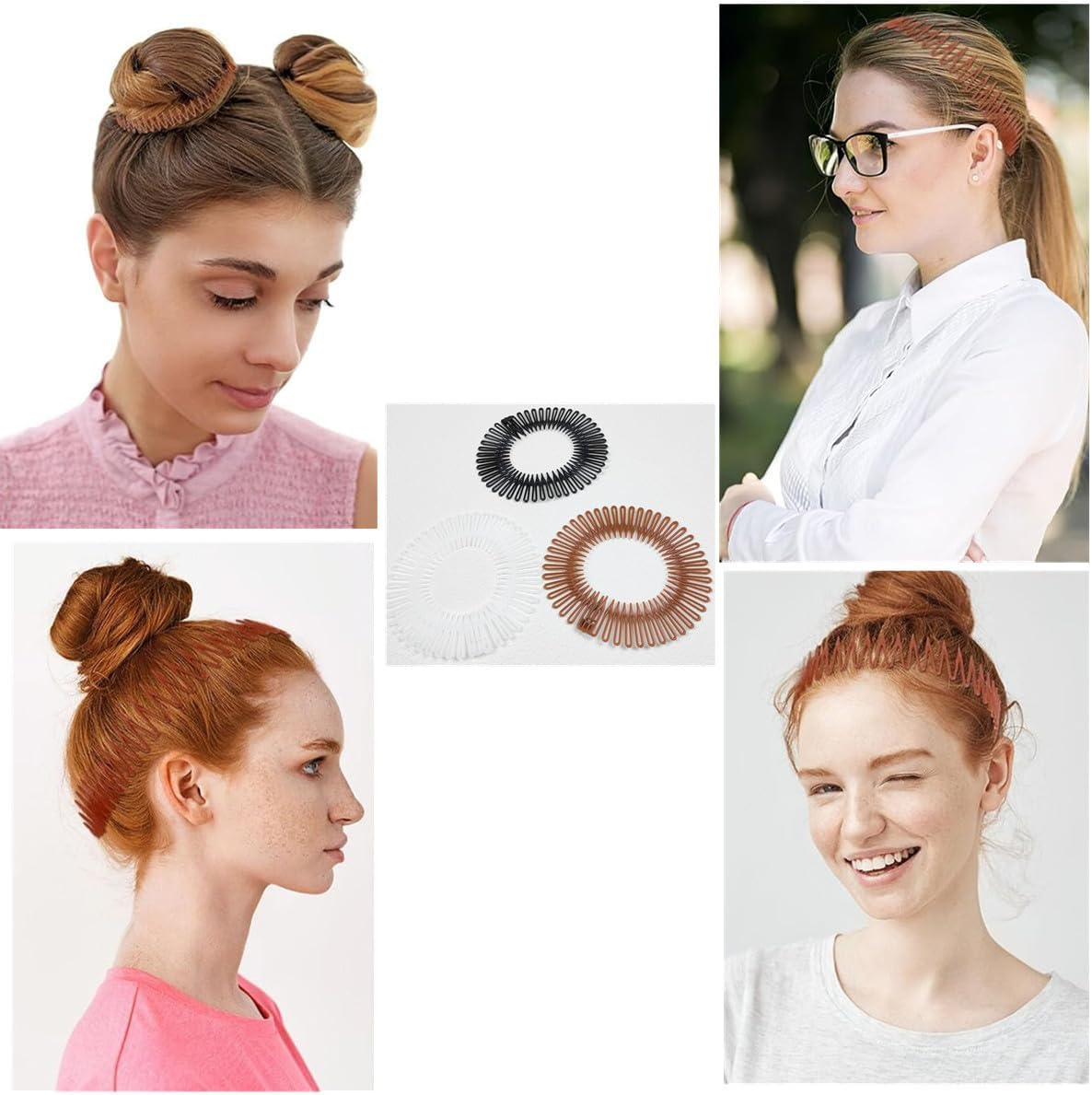 3 Pcs Plastic Elastic Soft Comb Headband for Women Men Girls,Flexible Plastic Headband with Teeth（ Black, Coffee, Transparent Color） image number 1