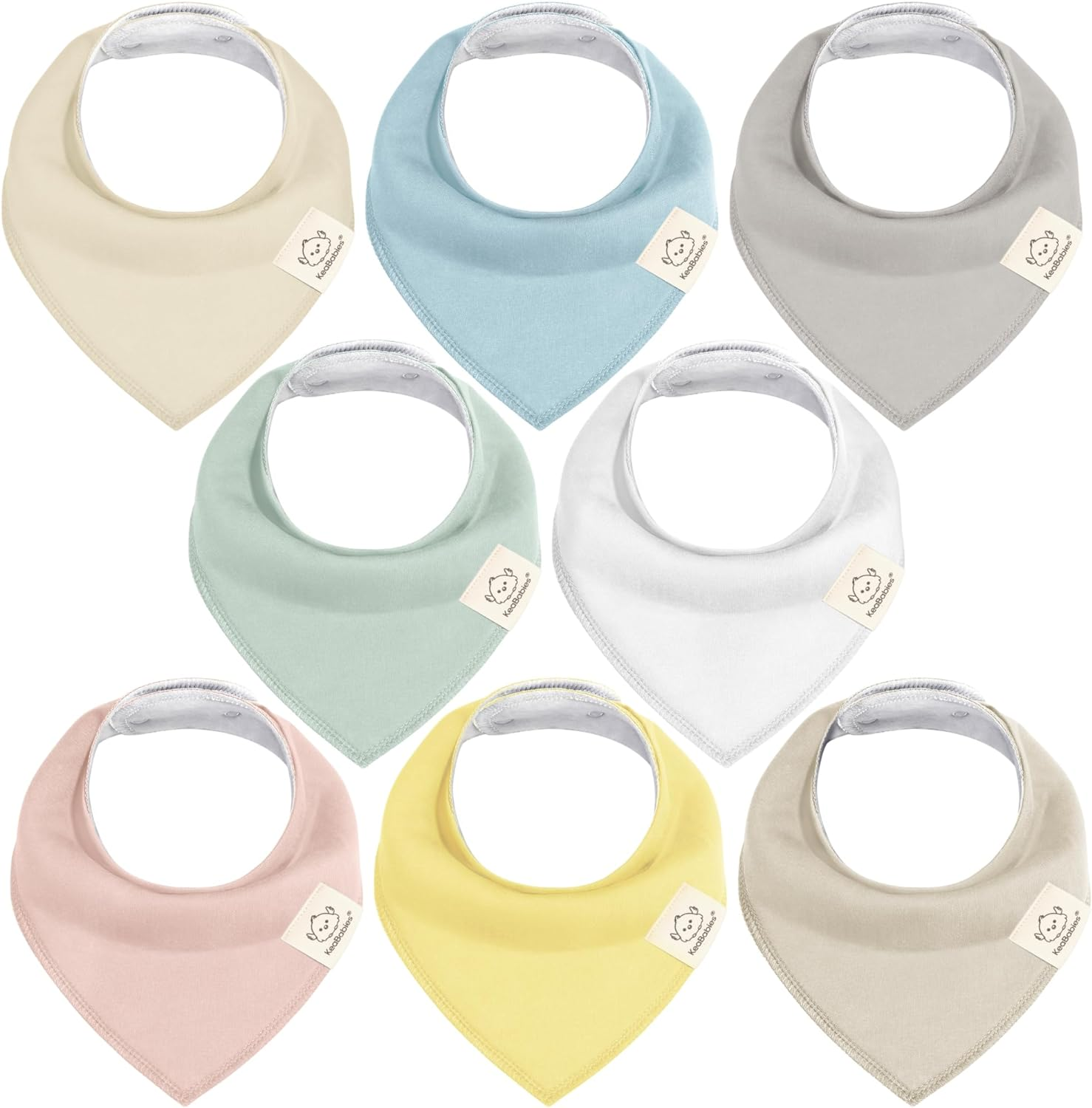 10-Pack Organic Baby Bandana Bibs - Organic Cotton Bandana Bibs for Boys, Girls - Super Absorbent Bandana Drool Bibs - Teething Bibs - Baby Bibs for Infant, Toddler (MONOS)