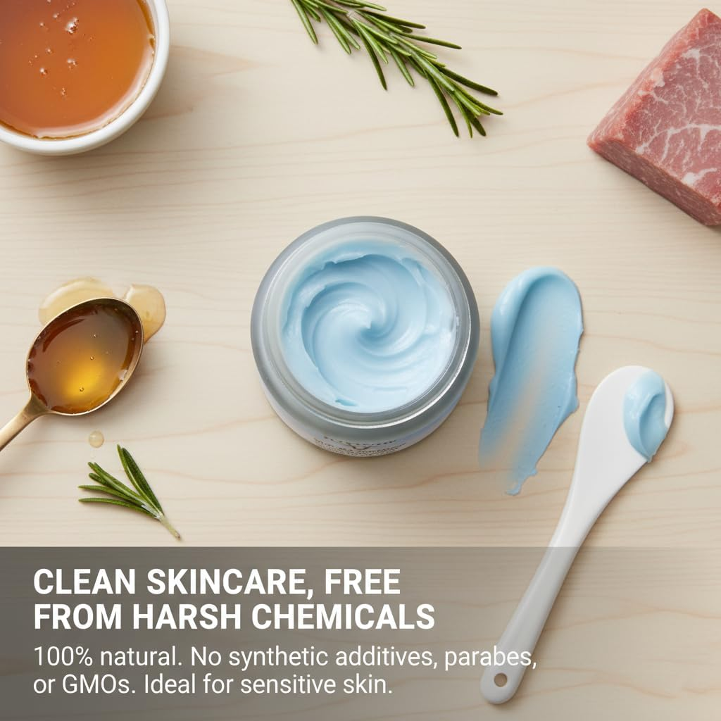 GHK-CU Whipped Tallow Honey Balm with Methylene Blue，Moisturizing Cream for Soft, Handmade All-Natural Moisturizer，60G（1Pc）