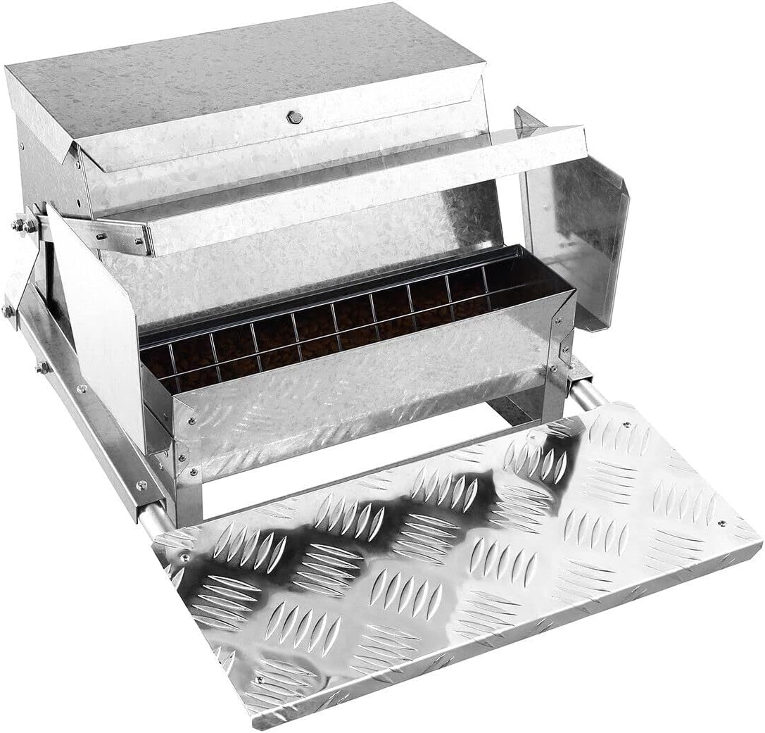 LEDON 20LBS Auto Automatic Chicken Feeder Galvanized Poultry Chook Treadle Self Coop Self-Opening Coop for Chickens, Ducks, Geese image number 2