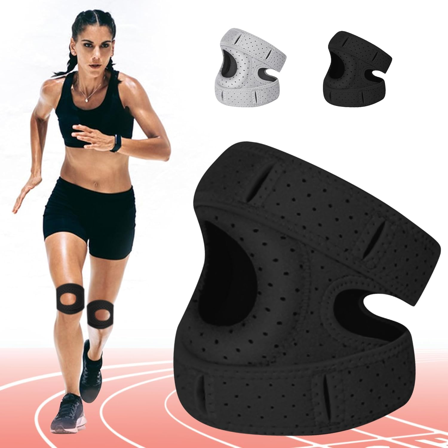 Knee Brace for Women Men, Adjustable Compression Patella Stabilizer Pad for Meniscus Tear, ACL Knee Brace for Meniscus Tear Knee Pain, Arthritis Pain, Injury Recovery, Running Workout (Black) image number 3