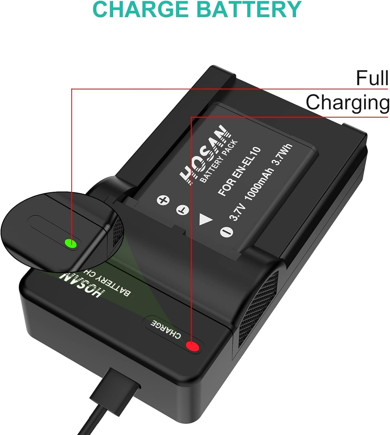 EN-EL10 Replacement Battery (2-Pack) and Portable USB Charger Kit for Nikon EN-EL10 for Nikon Coolpix S200 S210 S220 S230 S3000 S4000 S500 S510 S5100 S520 S570 S60 S600 S700 S80 image number 3