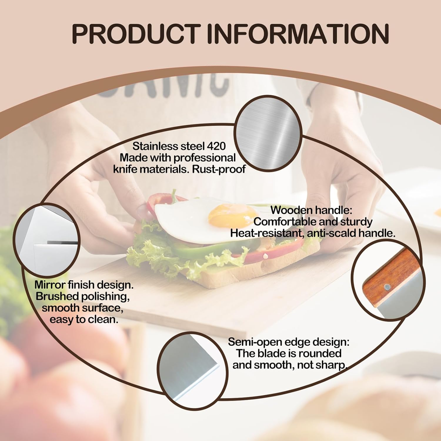 Midgreyeye Premium Bench Scraper Dough Cutter Large with Wooden Handle Dough Scraper Dough Card Dough Spatula Scraper Kitchen for Cake, Cake, Pizza, Cake, Dough, Baking Utensils (20 X 13 Cm) image number 5
