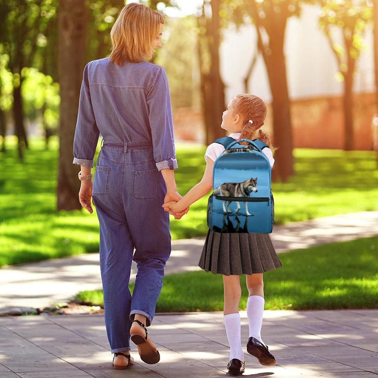 Husky Walks on Water Backpack Students Shoulder Bags Travel Bag College School Tote Backpacks image number 1