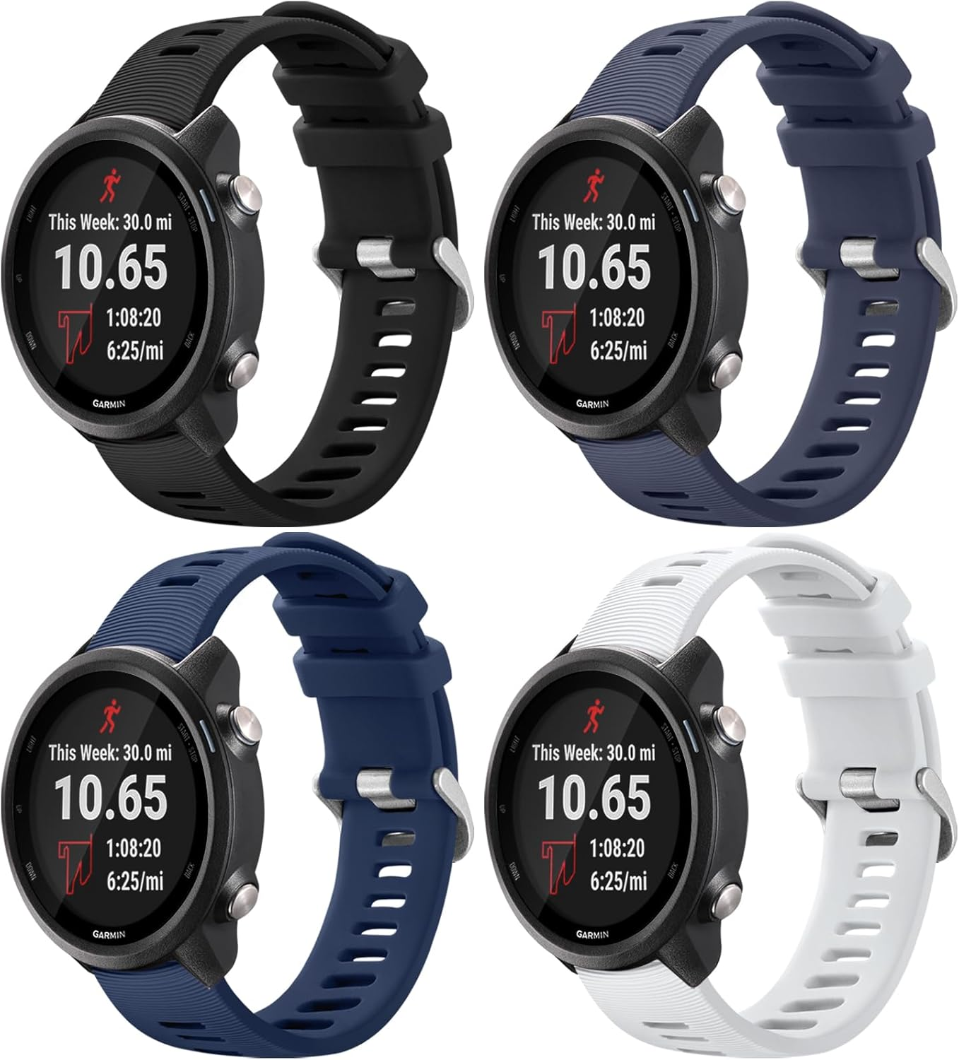 Ouwegaga Compatible with Garmin Forerunner 245/645 Watch Band, 20Mm Soft Silicone Sport Strap for Garmin Vivoactive 3/Vivomove Hr/Garmin Venu/Venu Sq/Forerunner 645/245 Music/Galaxy Watch 6/5/4 Band