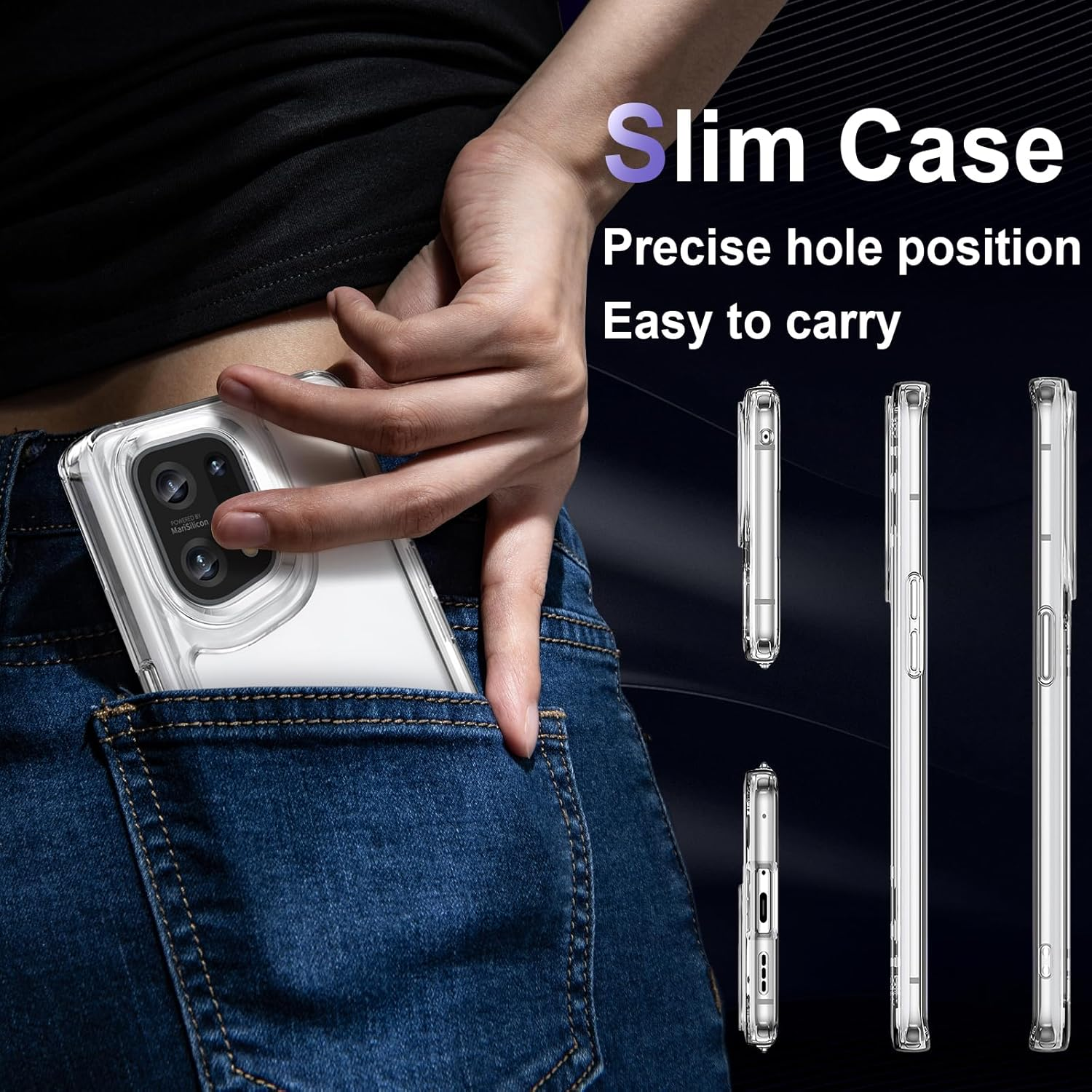 Liisooka Case for OPPO Find X5, Military Grade Drop Protection Phone Case, Yellowing Resistant, Anti-Scratch Hard PC Back, Shockproof Hard Ultra-Thin Protective Cover, Clear image number 1