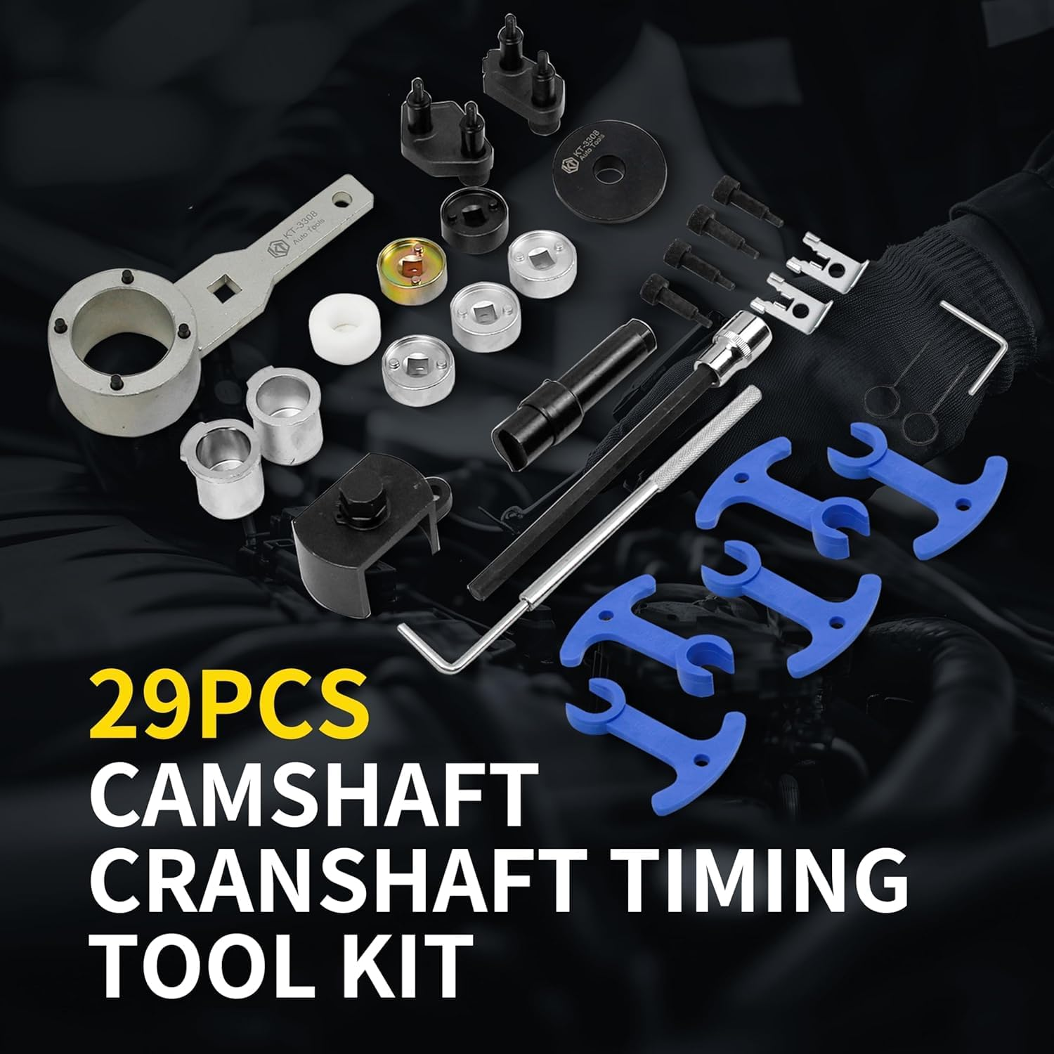 Kuntech 29 PCS Engine Camshaft Holding Alignment Adjustment Lock Timing Tool Kit Compatible with VW Audi A3 A6 TS TFSI (2006-2013 EA888 Engine (1.8L 2.0L), 4V T10355 T40191 T40266 T10352 FVNST9143-A) image number 3