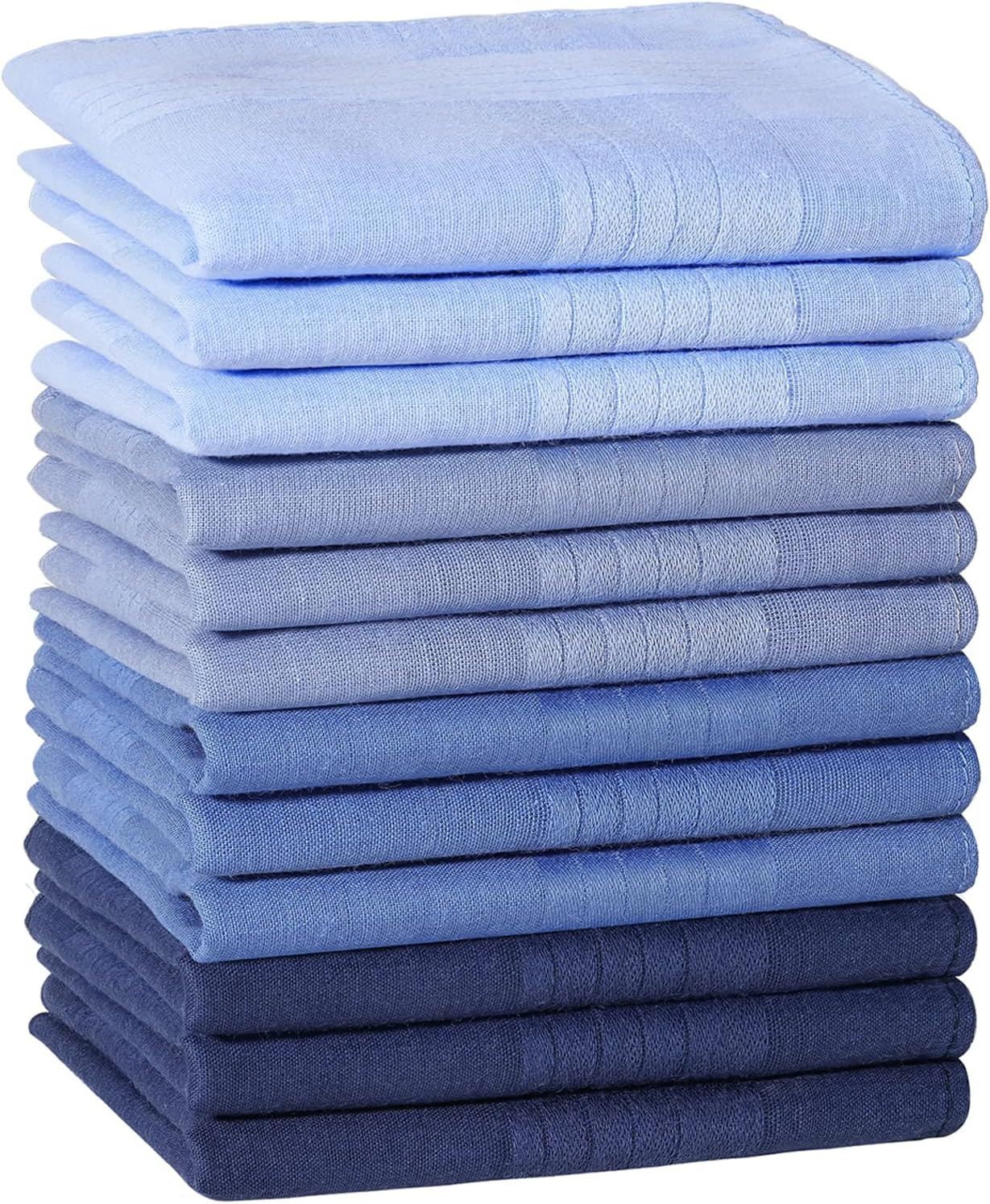 PACGOTH Handkerchiefs for Men, Soft Cotton Men&rsquo;S Handkerchiefs, Blue Stripe Hankies for Men, 15.7 * 15.7&rdquo; 8/12PCS