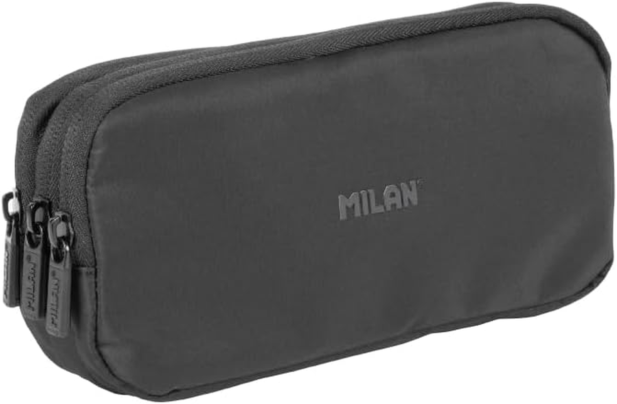 MILAN&reg; Shadow Series Pencil Case with 3 Zips, Black image number 4
