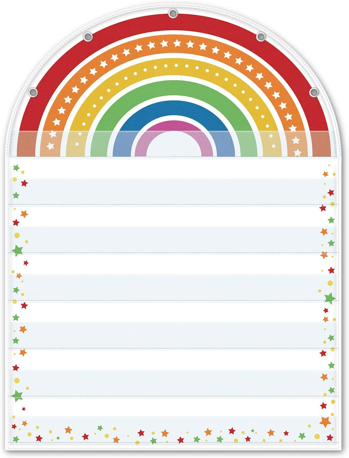 Godery Boho Rainbow Pocket Chart for Classroom,Sight Words Pocket Chart, Homeschool Teaching Supplies 7 Pocket Chart (White) image number 1