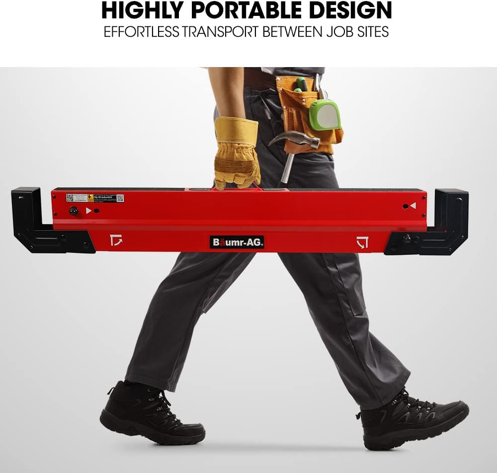 Baumr-Ag Steel Sawhorse Pack, 1180Kg Combined Capacity, Height Adjustable, 2X4 Support Arms, Set of 2 image number 1