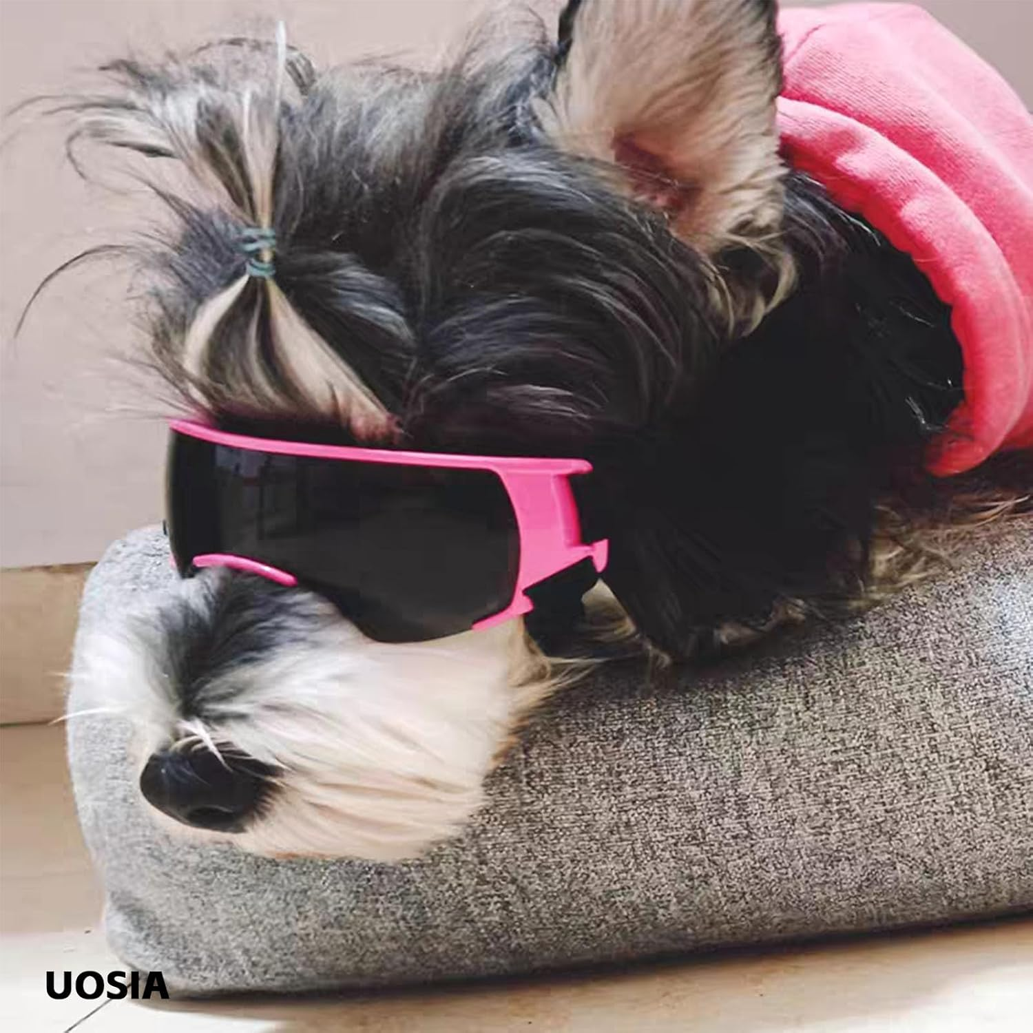 UOSIA Dog Helmet and Goggles for Small Dogs Summer Girl Dog Glasses Pet Motorcycle Helmet Hat Adjustable Dog Bike Helmet for Outdoor Driving Riding - Goggles image number 2