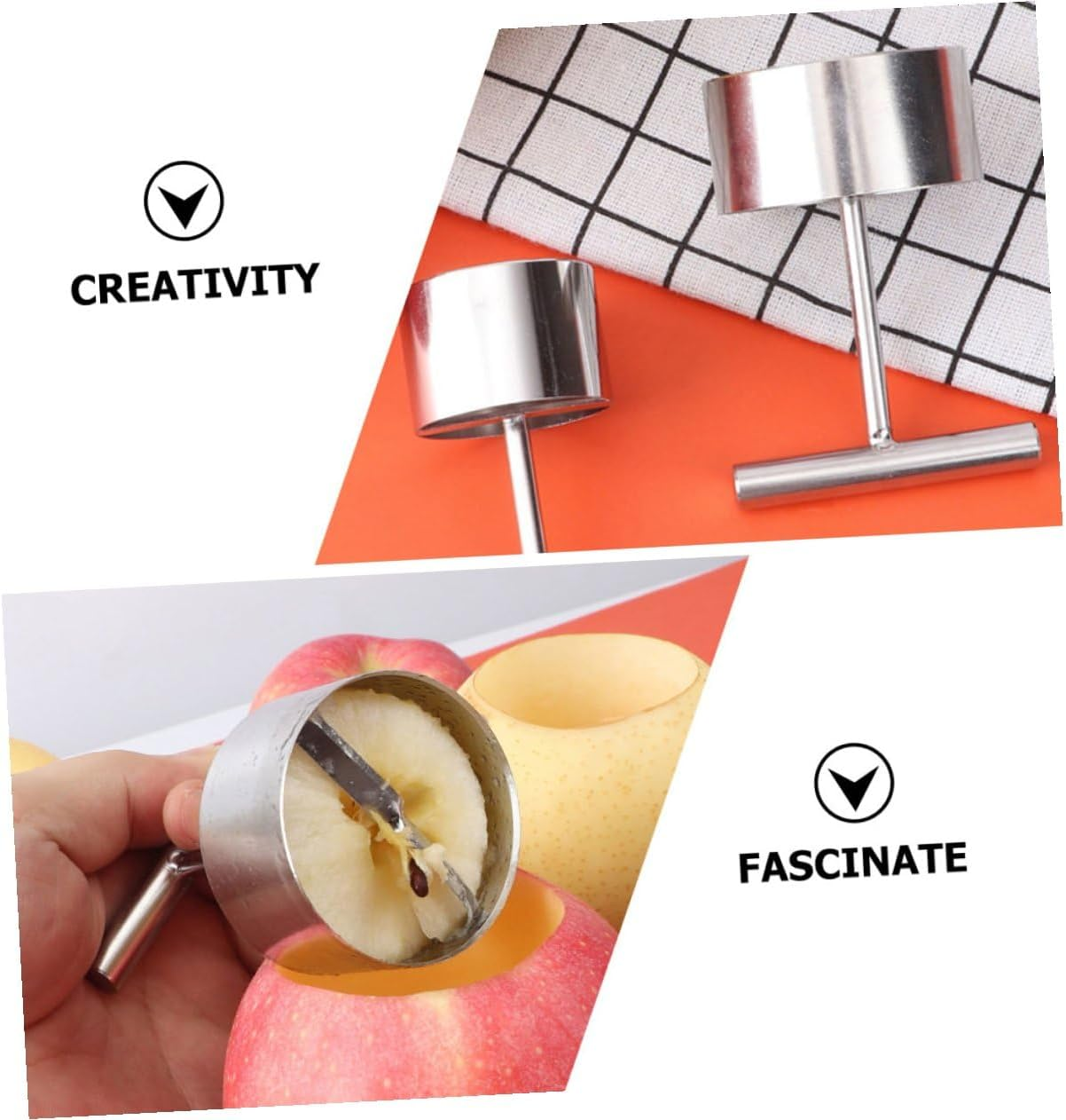 4Pcs Stainless Steel Fruit Core Remover Ergonomic Metal Pear Apple Corer Kitchen Supply Vegetable Remover with Sharp Easy-Clean Handles