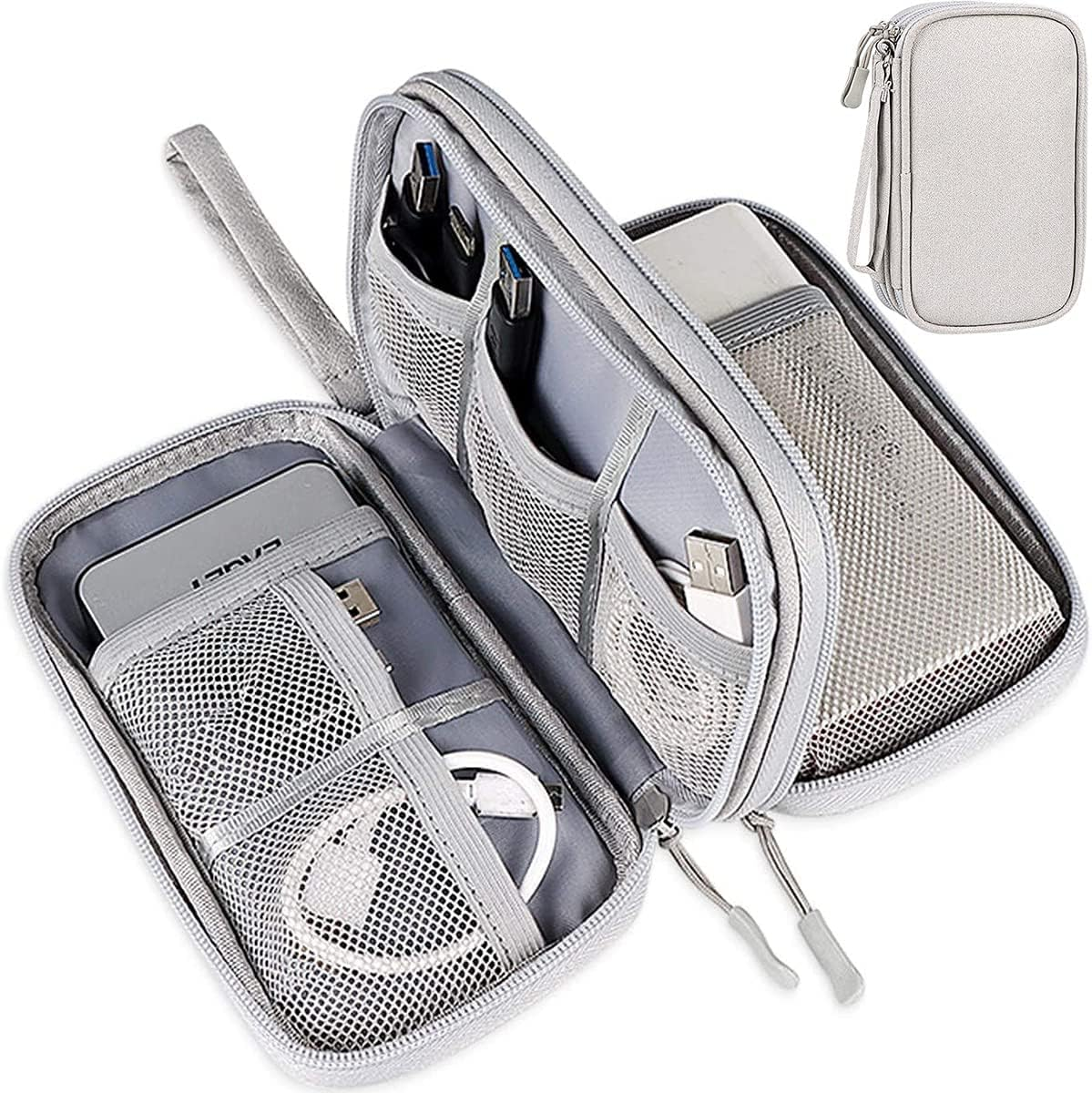 Demistus Electronics Accessories Large Capacity Portable Pouch, Waterproof Double-Layer Storage Bag, Suitable for Phones, Power Banks, and Cables