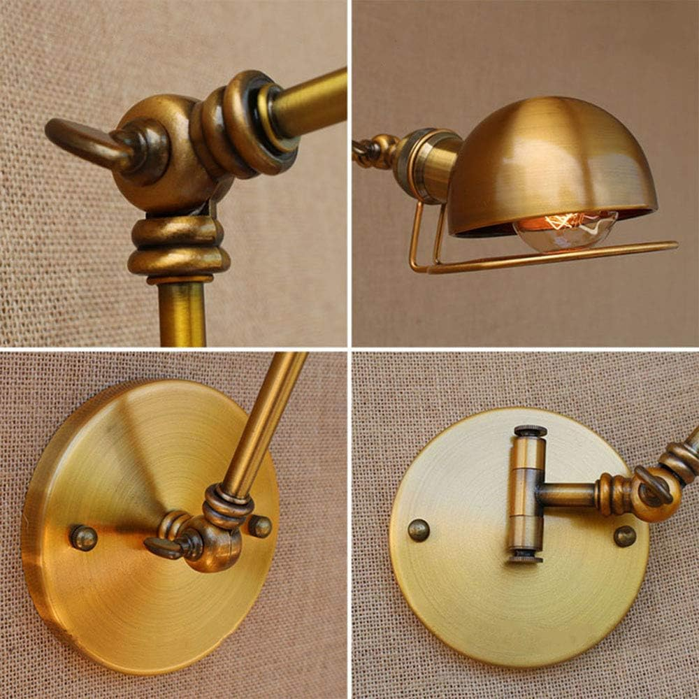 Vintage Wall Light Industrial Lighting,Indoor Retro Lights Wire Metal Cage,Home Decoration Lights Fixture(E27*One Bulb Included),Gold XXZ image number 3