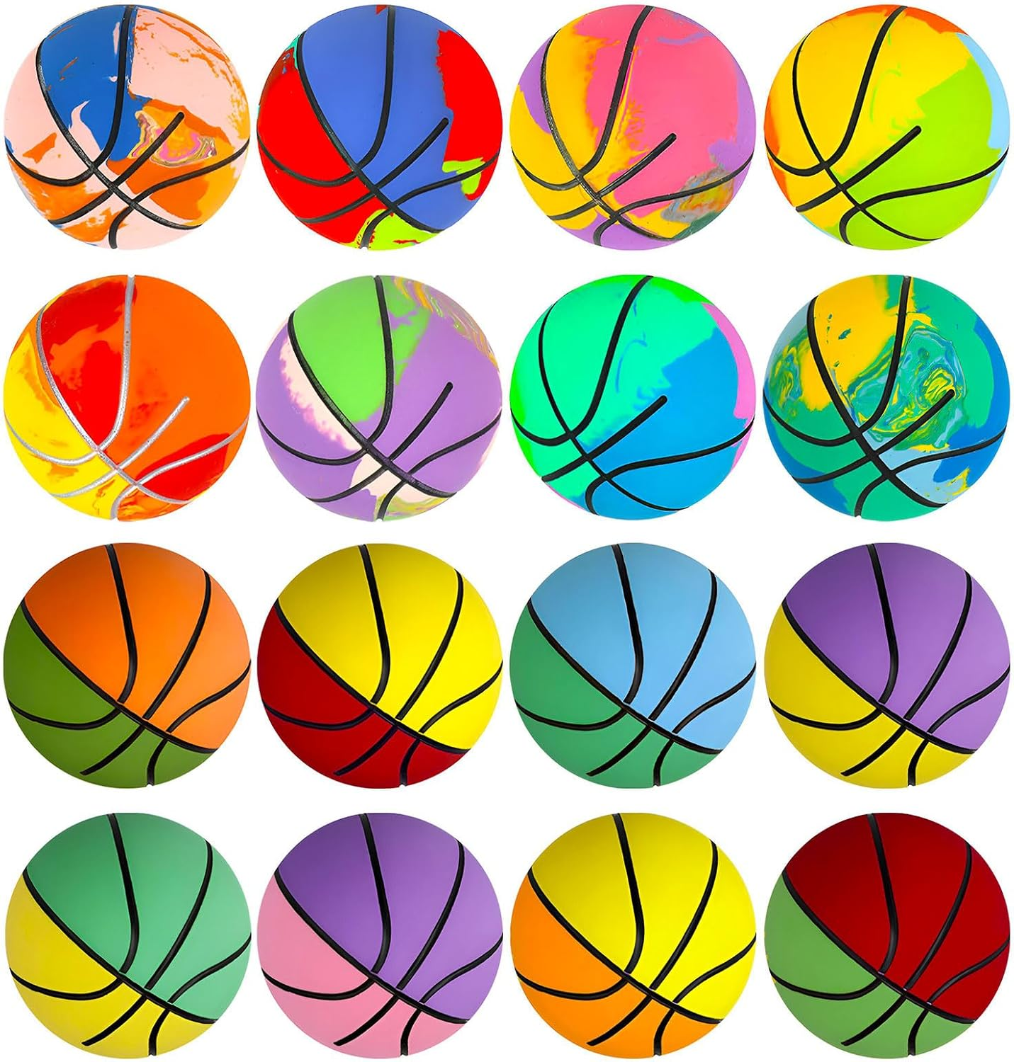 ZCOINS 16 Pcs Rubber Bouncy Balls Handballs Bulk for Kids, 6CM Mini Basketball Bouncy Hand Balls for Kids Party Favors, Party Bag Fillers, Outdoor Playground Game Activities, Children Gifts