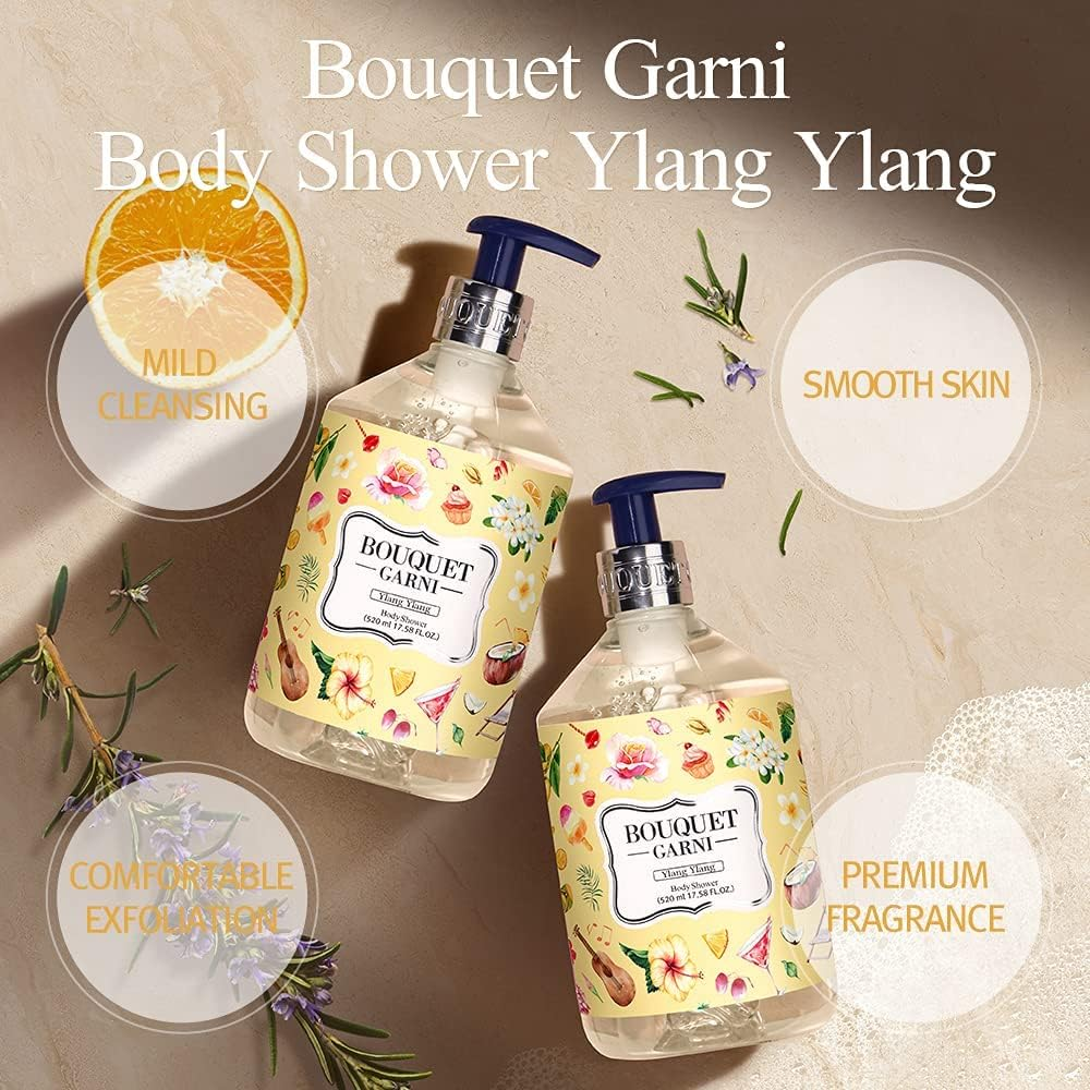 Bouquet Garni Body Shower Ylang Ylang - Unique Fragrance Decanting Engineering Method Long Lasting Rich Fragrance - Rosa Damascena Flower Water Hydrates and Gives Vigorous Vitality - 17.85 Fl Oz image number 6