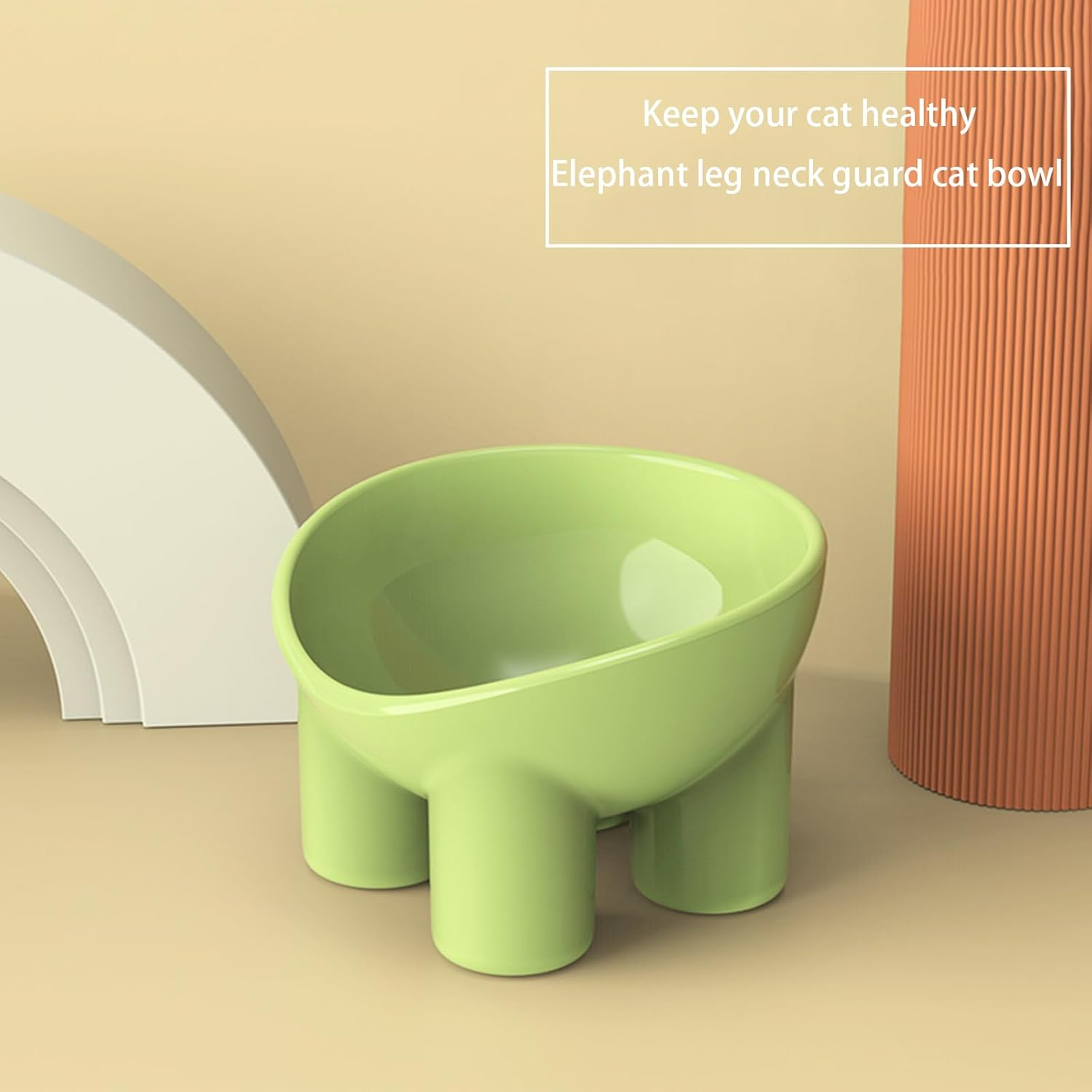 GDGZJJD Cat Bowl with Elephant Foot Base - Non-Slip Raised Plastic Pet Bowl Protects Your Pet'S Spine, Ideal for Cats, Puppies and Small Pets (Green) image number 4