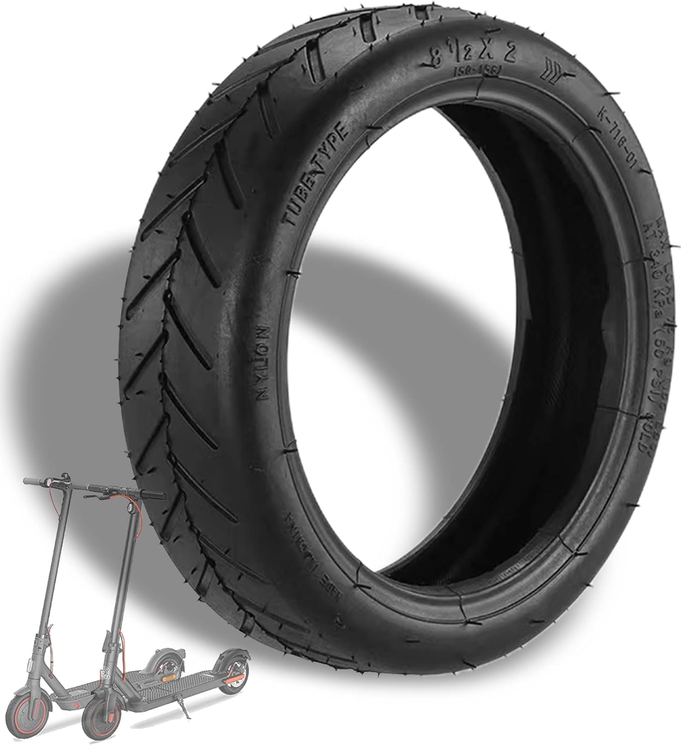 8.5X2 Inch Scooter Tire with Inner Tube Replacement - 50/75-6.1 Inner Tubes for Electric and Gas Scooters, Mini and Pocket Bikes, and More Butyl Rubber Tire image number 2