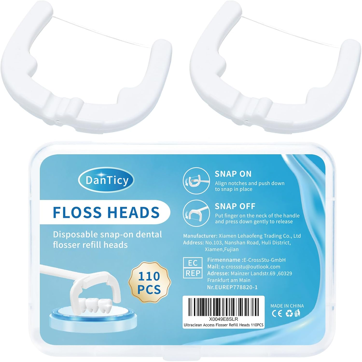 Ultraclean Access Flosser Refill Heads Snap-On Dental Flosser Refill Heads for Proper Oral Care & Hygiene 110PCS image number 5