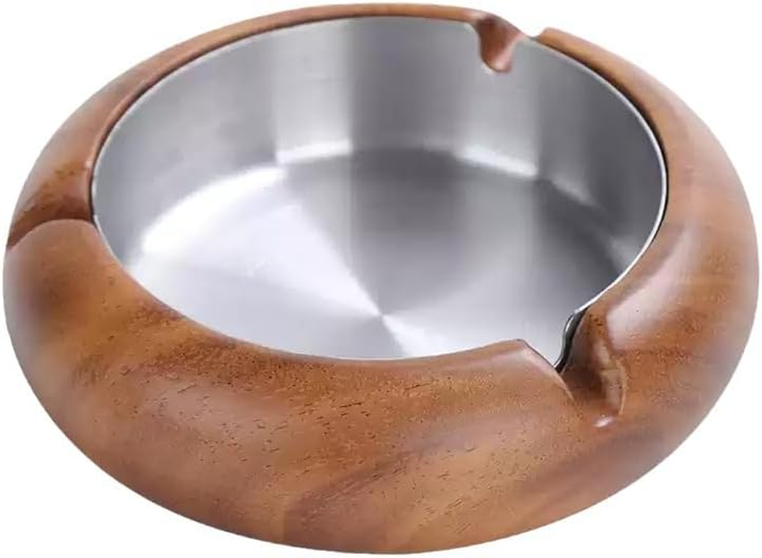 Wooden round Ashtray, Retro Household Ashtray, Suitable for Home Internet Cafe Bar (Small) image number 1