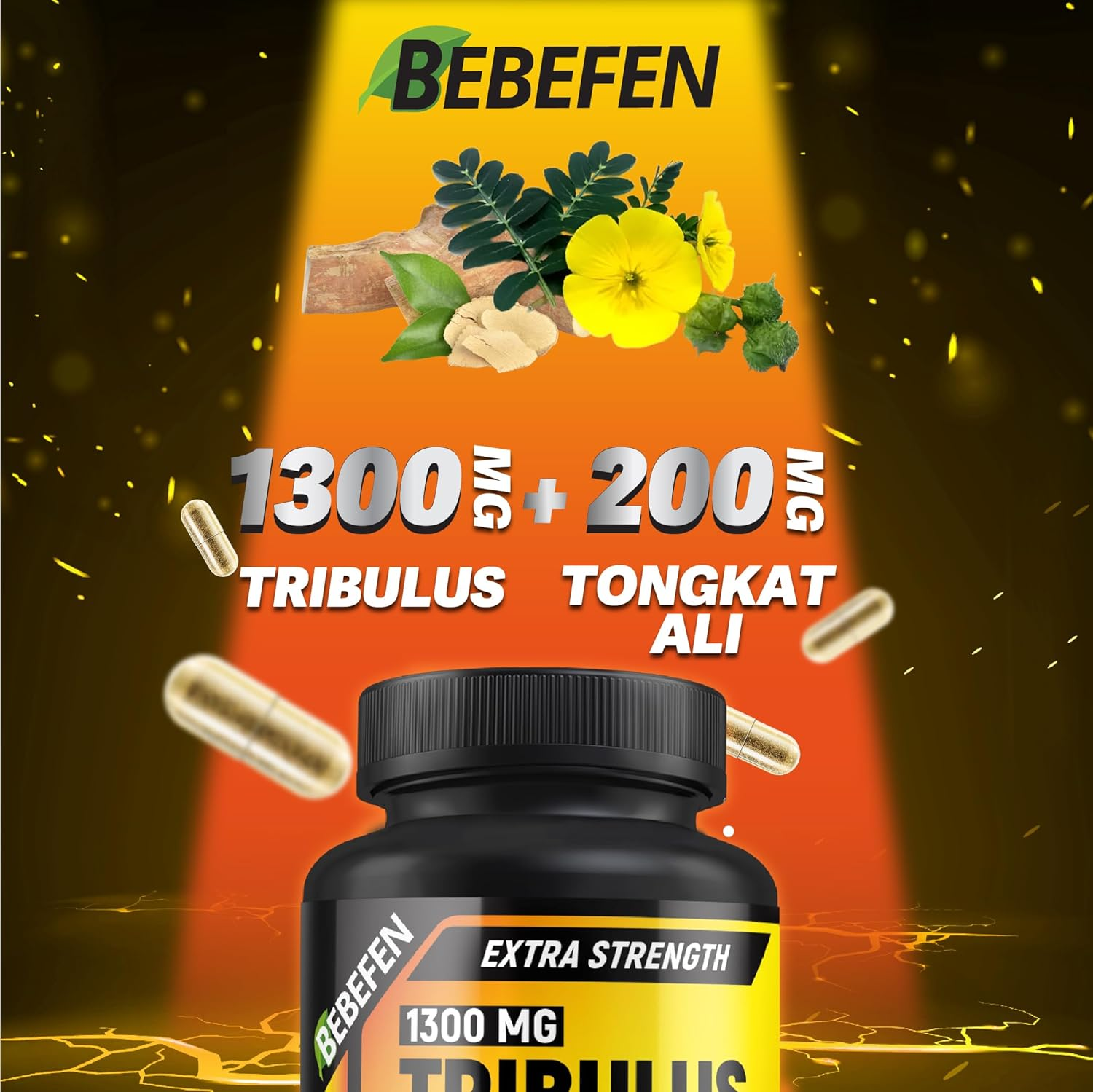 Tribulus Terrestris and Tongkat Ali Capsules - Tribulus Enhanced with Tongkat Ali Extract Supplement for Men - Zero Fillers - Non-Gmo (60 Capsules) image number 6