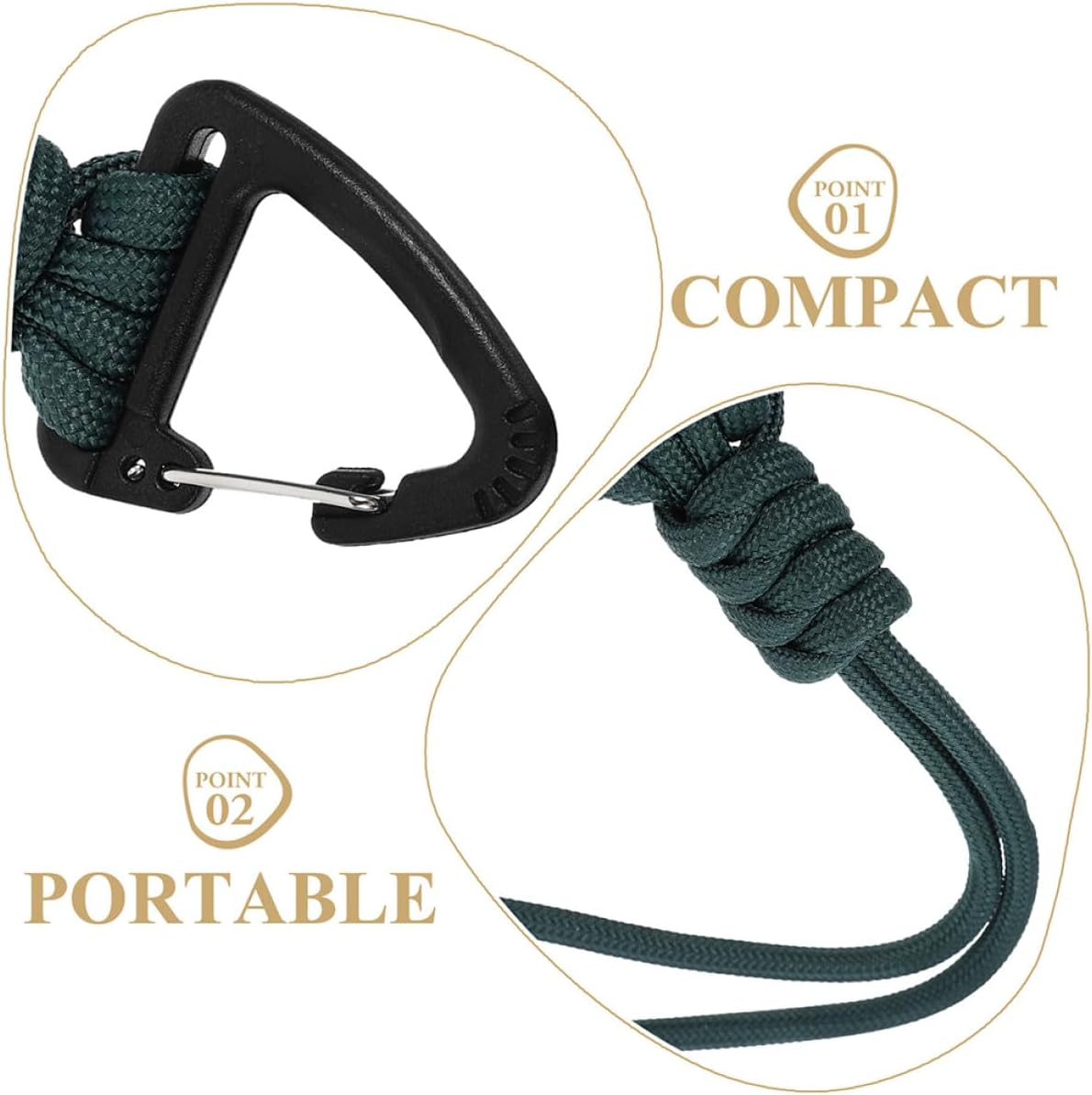 Iplusmile Multifunctional Polyester Cord Lanyard with Carabiner Keychain, Military Green Wrist Strap Anti-Lost Rope for Outdoor, Travel, and Everyday Key Holding image number 6