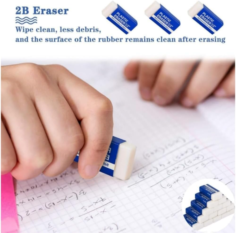 Fabselection 2B Erasers Bulk, 30 Pcs Pencil Eraser, White Eraser, 2B Soft Rubbers Erasers for School Office Supply Stationery Sketching Writing Painting (5 X 2 X 1Cm) image number 2