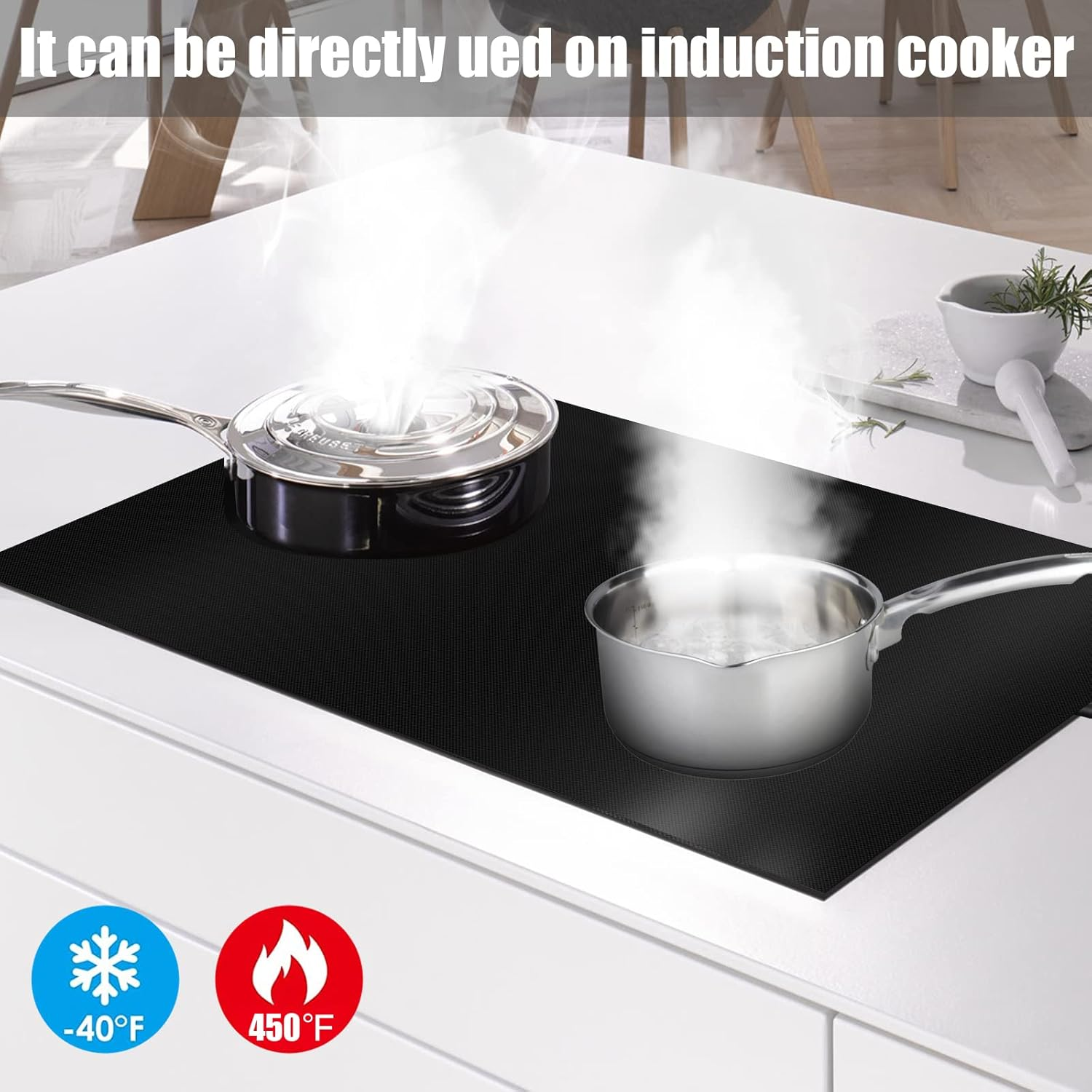 Induction Cooker Cover Silicone Induction Cooker Mat Large Nonstick Electric Stove Cover Mat Multipurpose Stove Top Cover Pad Cooktop Protector for Induction Stove (Black(54 * 90)) image number 2