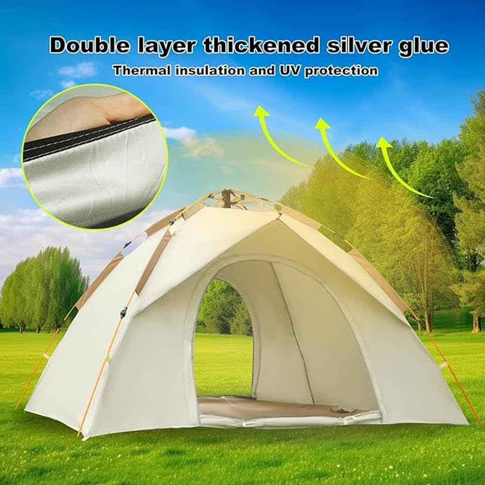 2-4 Persons Instant Tent, Outdoor Self-Driving Travel Camping Tent, Portable Rainproof Sunshine-Proof Tent for Desert Beach Hiking Camping with Carry Bag