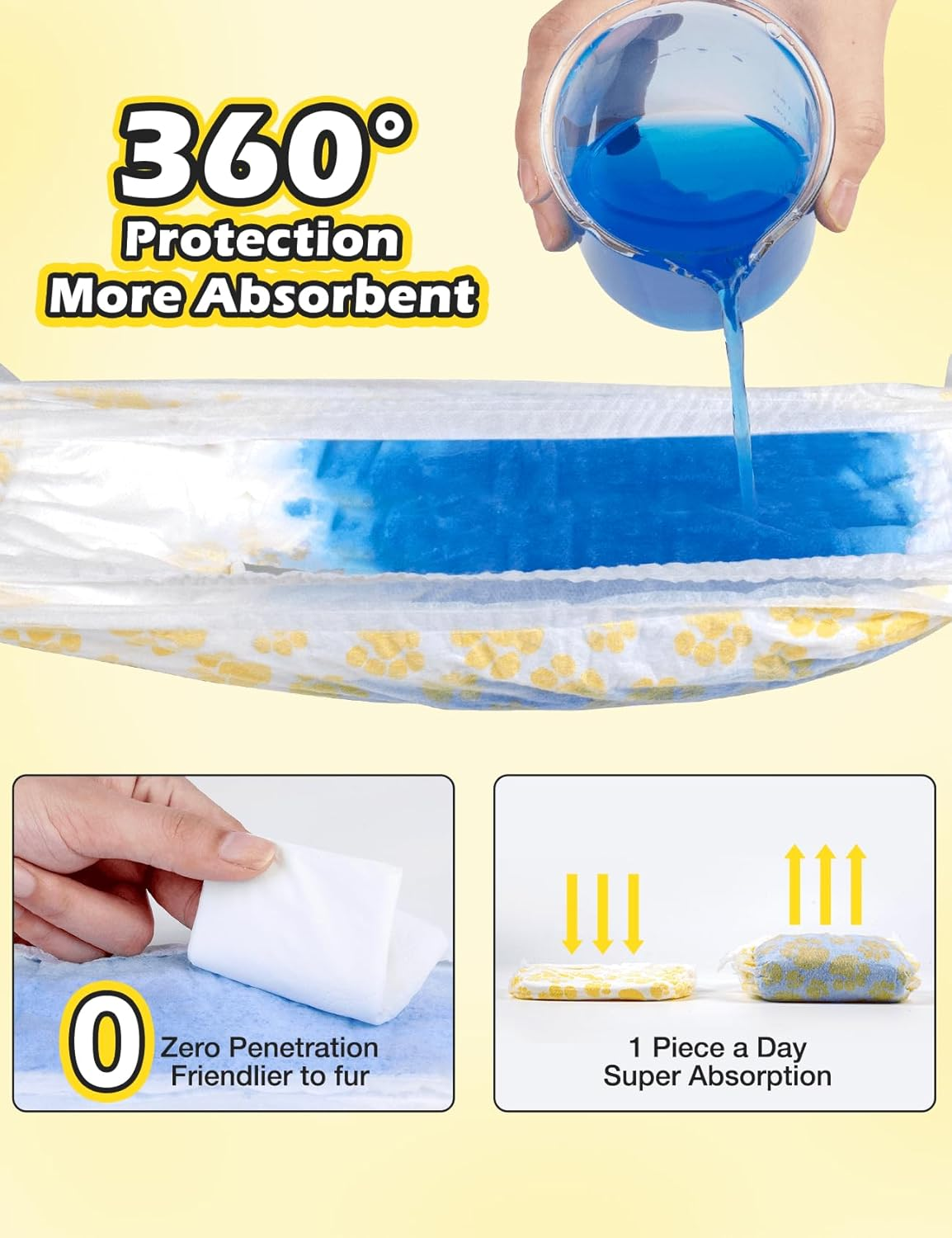 Dono Dog Diapers Female with Stretchy Waist-10-48Pcs, Disposable Full Wrap Female Puppy Dog in Heat Period Diapers, 360&deg; Leak-Proof Super Absorbent Doggie Puppy Diapers (XL-24 Count)