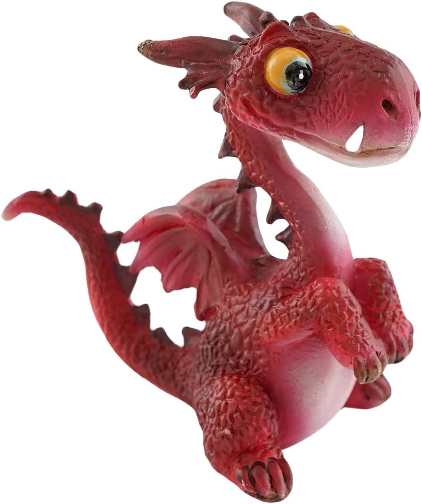 Top Collection Miniature Fairy Garden and Terrarium Mini Dragon Statue, Red