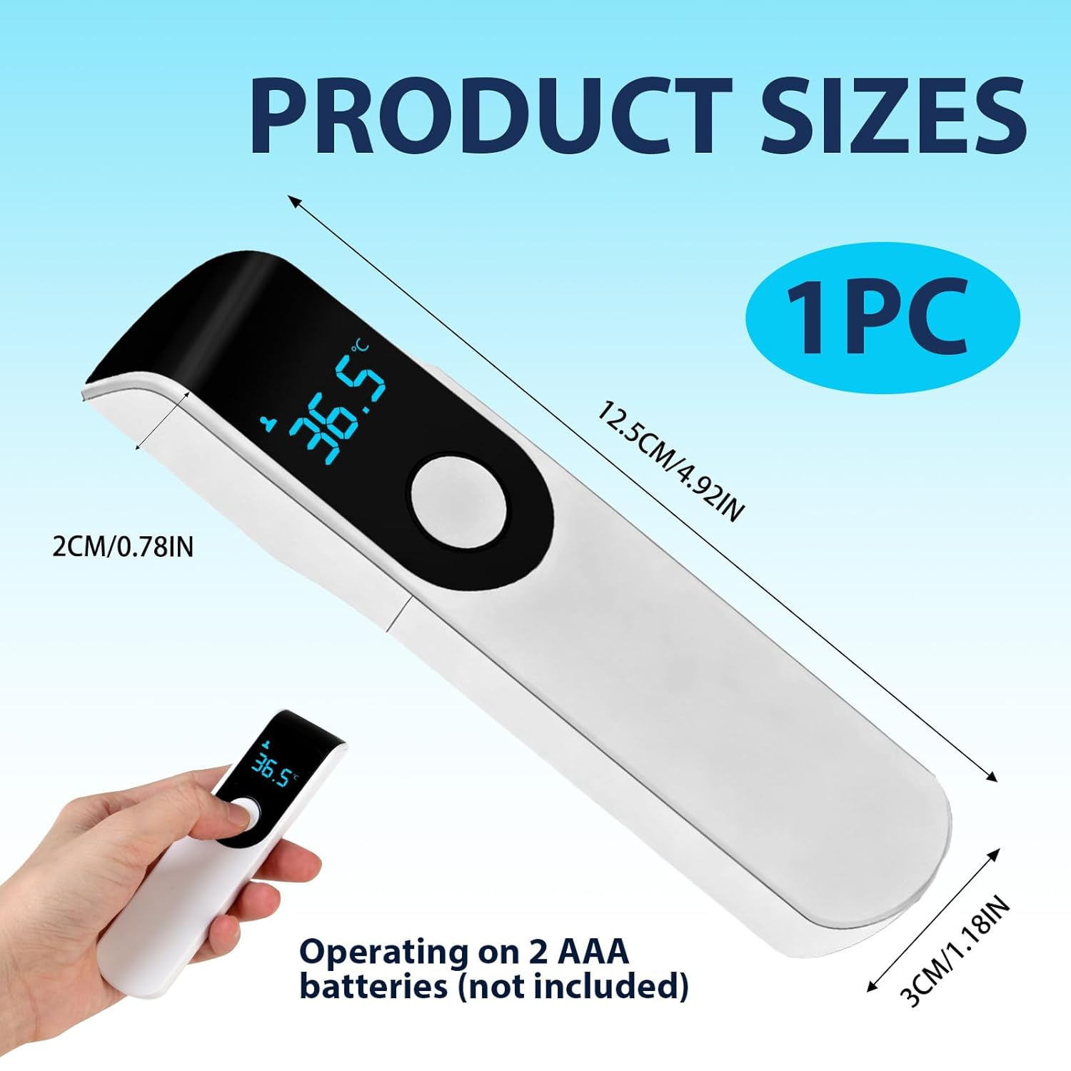 Mini Digital Forehead Thermometer, Non-Contact Infrared Thermometer for Babies Kids & Adults, Fast Accurate Reading with Fever Alarm & LED Display for Body and Object Temperature (White) image number 4