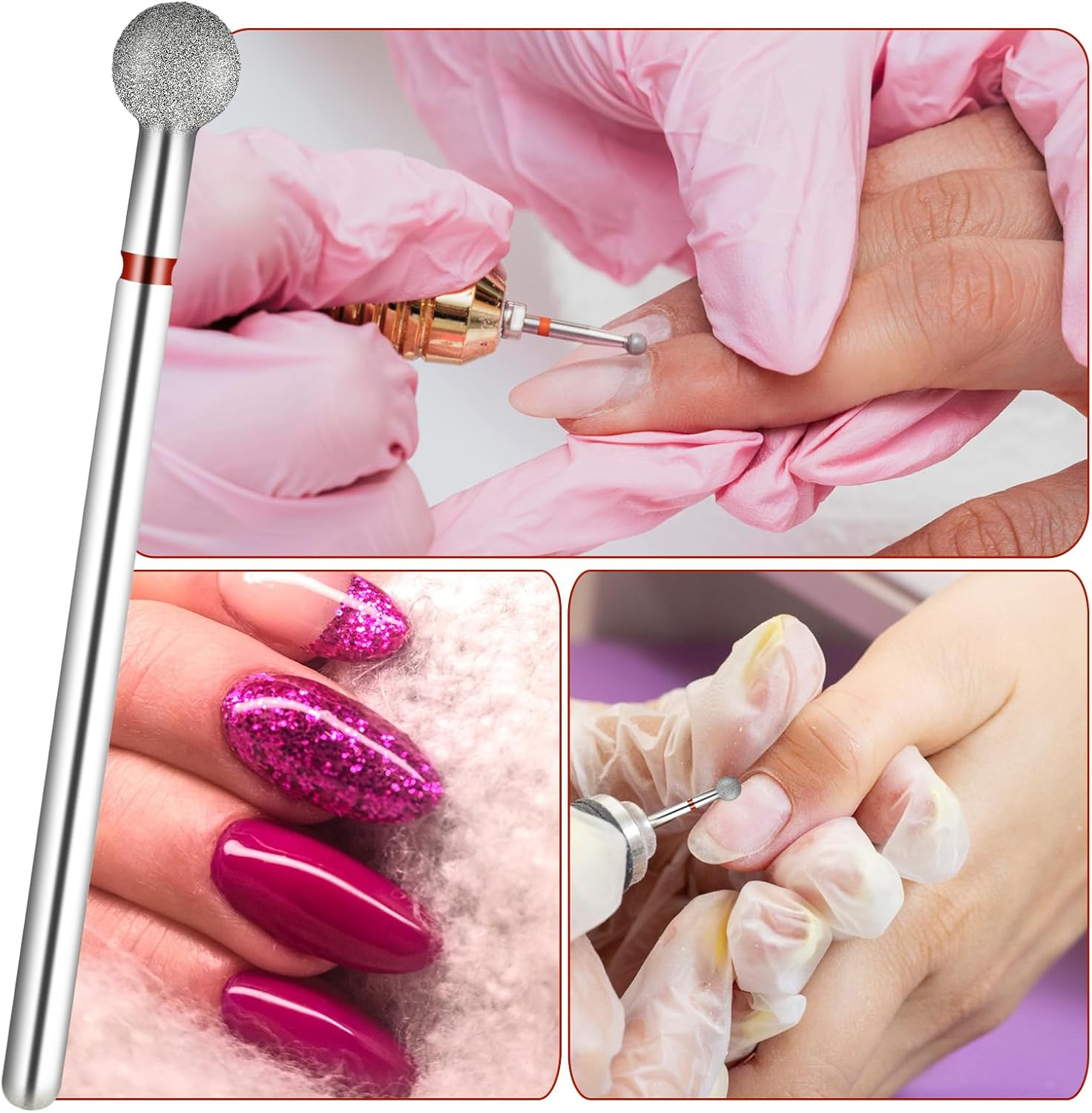 Teaaha 5 PCS Cuticle Bit for Nail Drill 3/32'' Cleaning Ball Head Nail Drill Bits for Gel Nails, Professional Mandrel Nail Drill Bits Electric for Manicures & Pedicure Remove Cuticle Dead Skin Cleaner image number 5