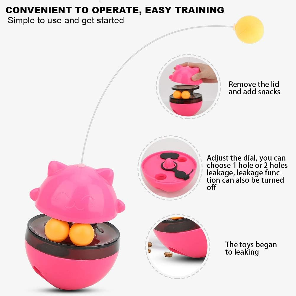 Cat Interactive Toy, Kitty Shape Tumble Food Dispensing Ball Pet Treat Feeder Leaking Dispenser, Fun Pet Leaking Food Toy Plastic Pet Fun Tumbler Feeder for Medium Small Dogs image number 1